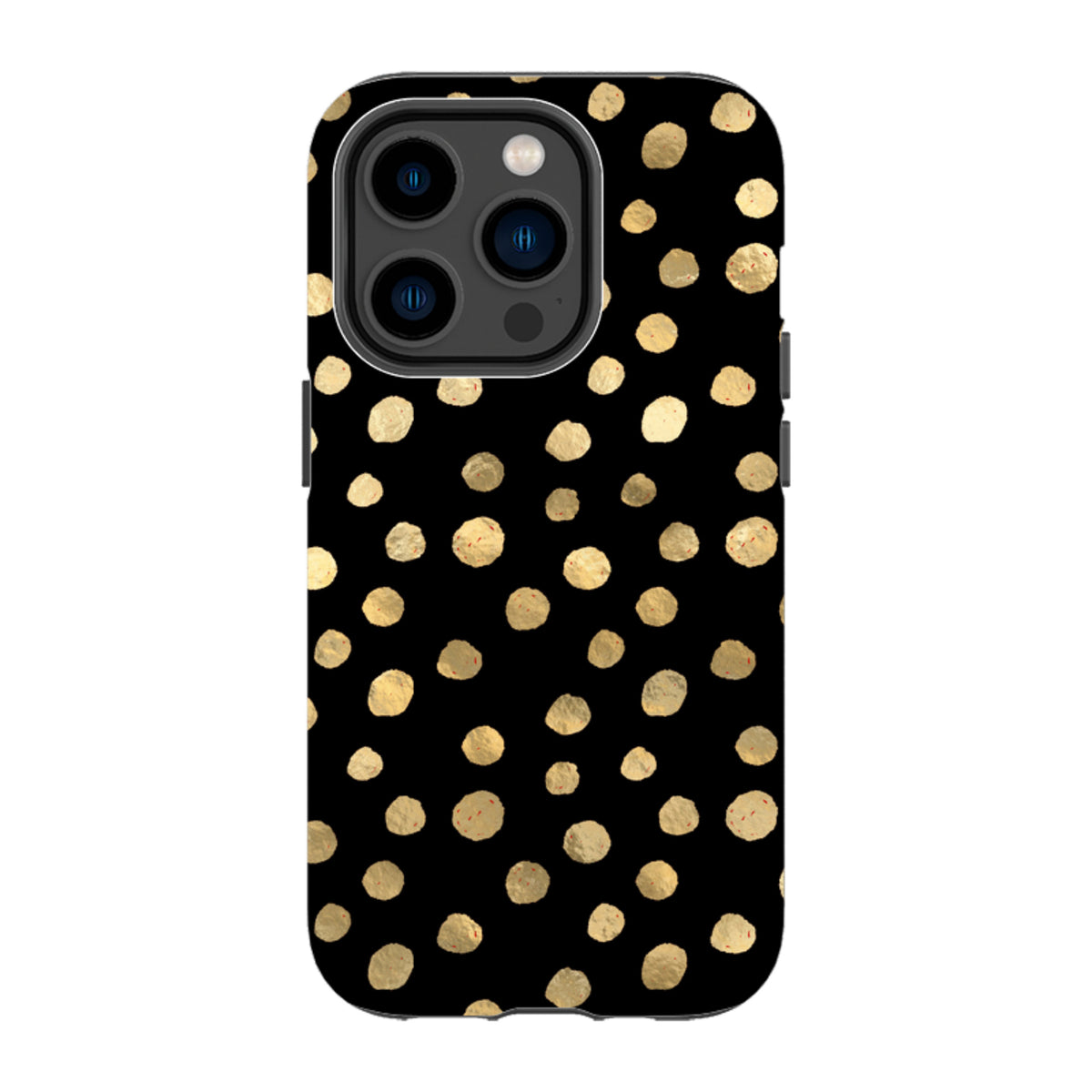 iPhone Tough Case - Black and Gold Dots