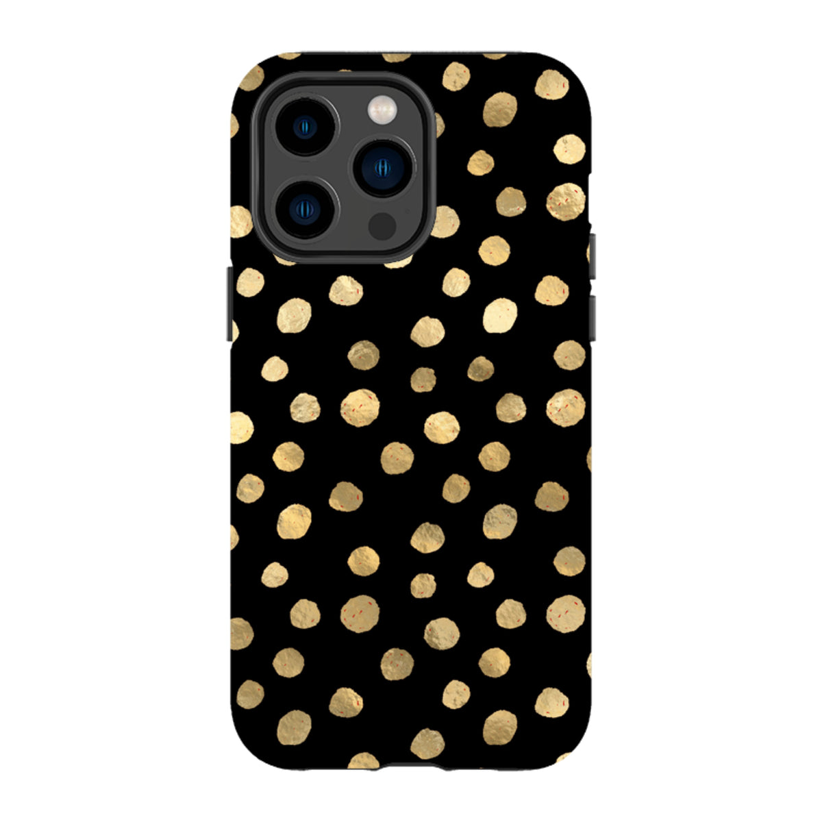 iPhone Tough Case - Black and Gold Dots