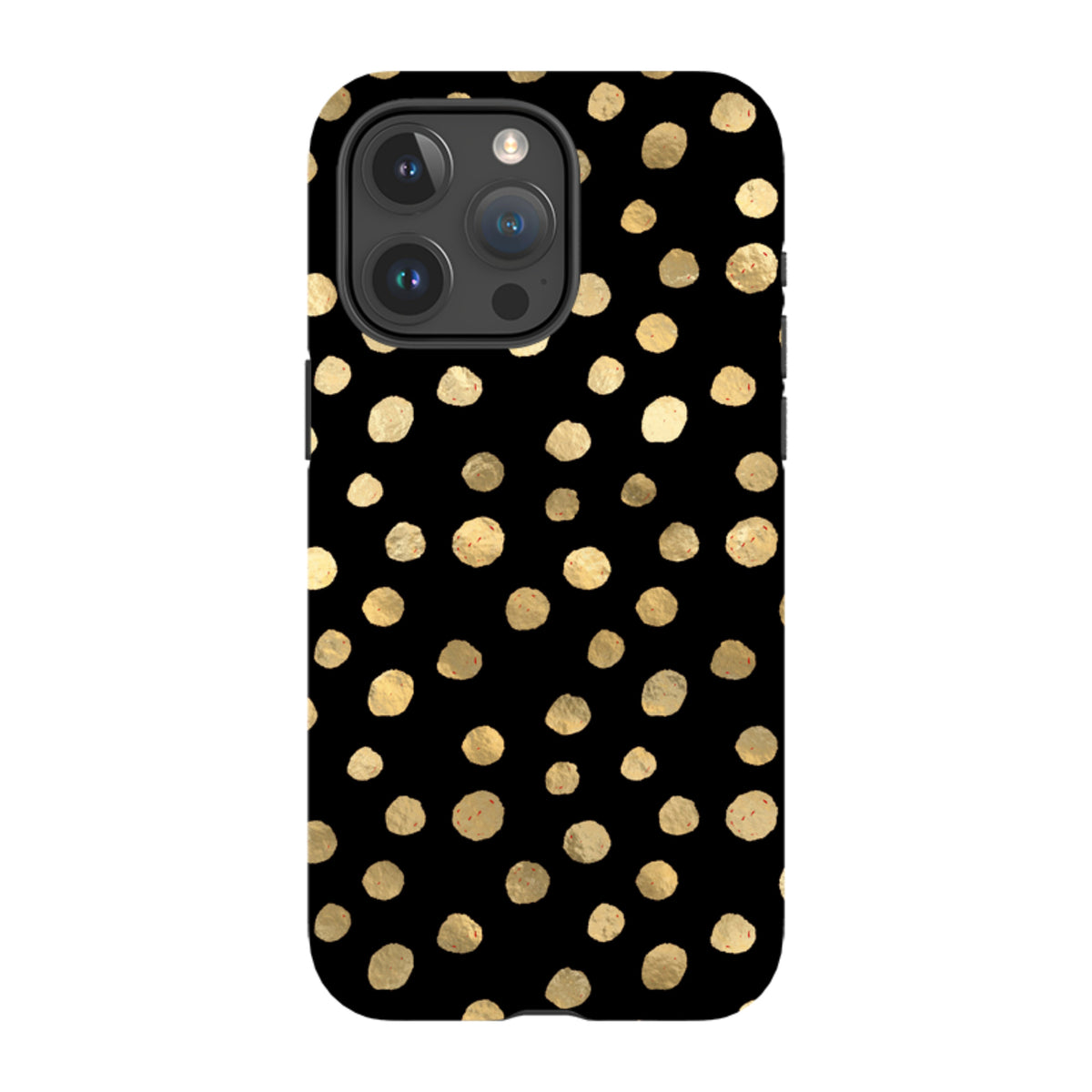 iPhone Tough Case - Black and Gold Dots