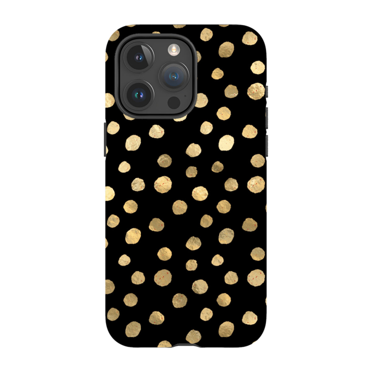 iPhone Tough Case - Black and Gold Dots