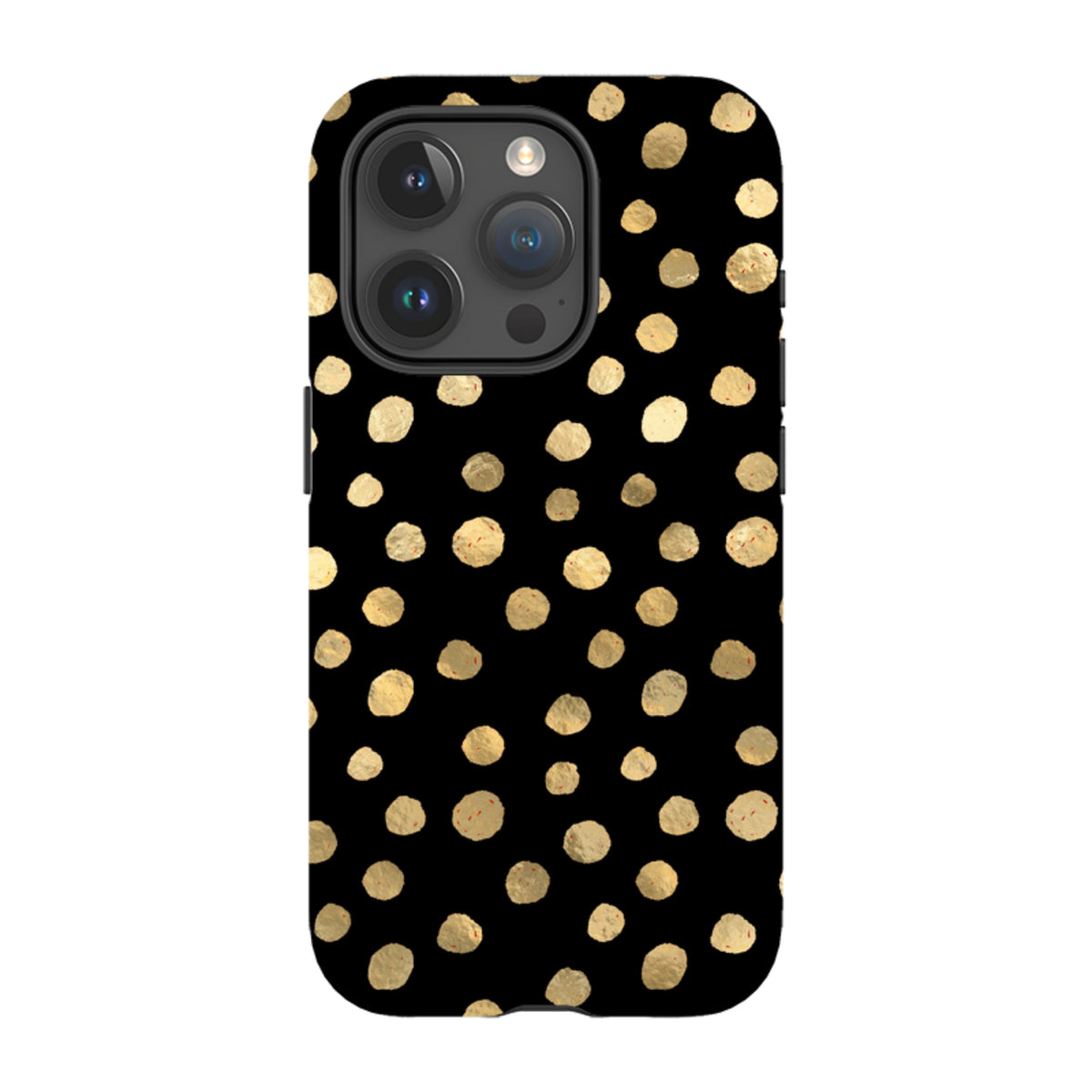 iPhone Tough Case - Black and Gold Dots