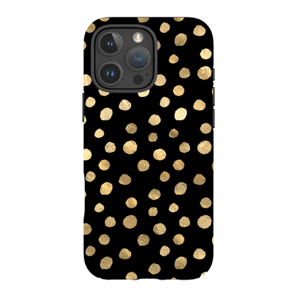iPhone Tough Case - Black and Gold Dots