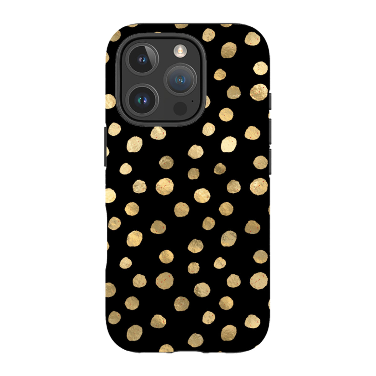 iPhone Tough Case - Black and Gold Dots