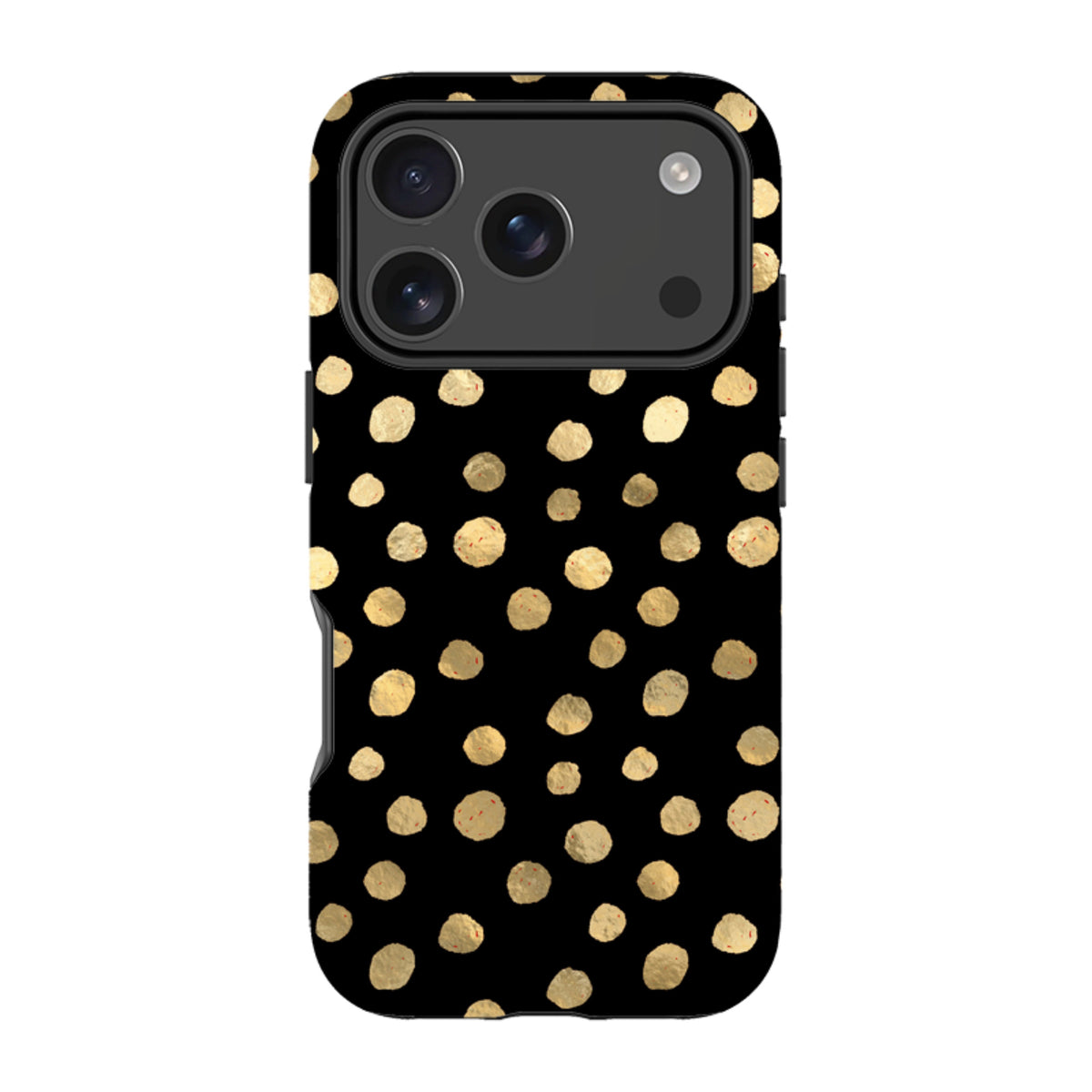iPhone Tough Case - Black and Gold Dots