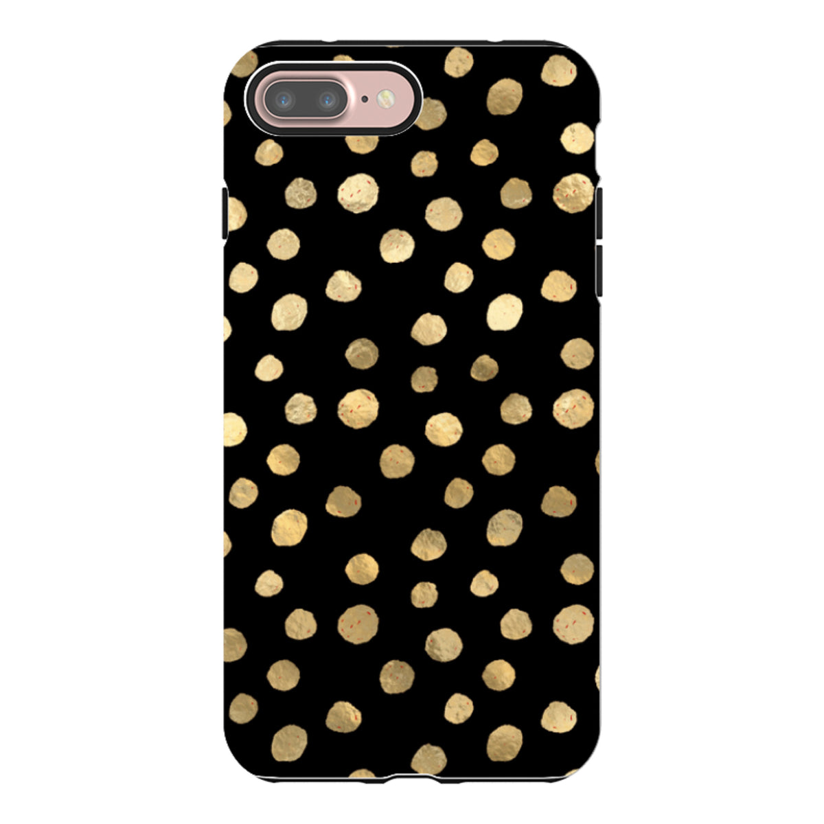 iPhone Tough Case - Black and Gold Dots