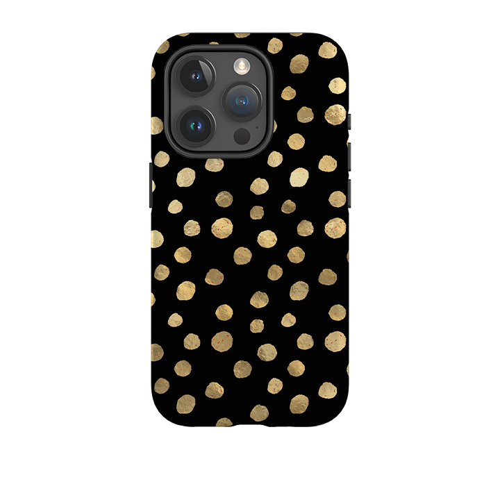 iPhone Tough Case - Black and Gold Dots