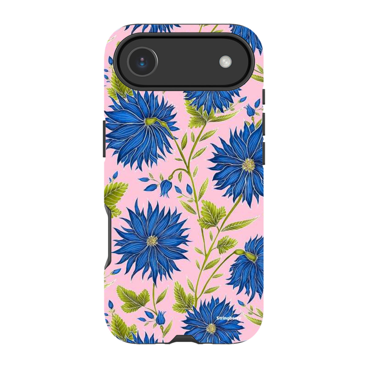 iPhone Tough Case - Blue Flowers Pink By Catherine Rowe