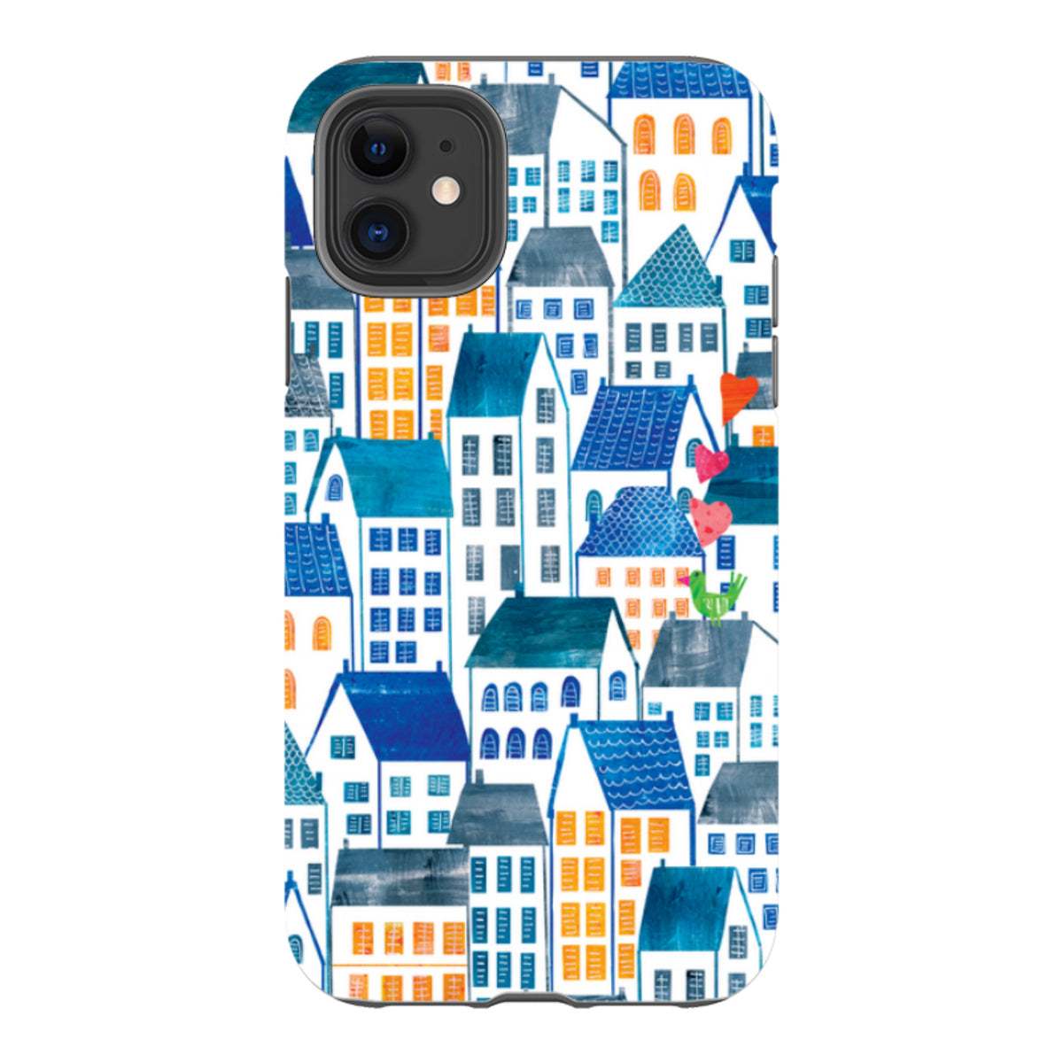 iPhone Tough Case - Blue Rooftop Houses By Tracey English