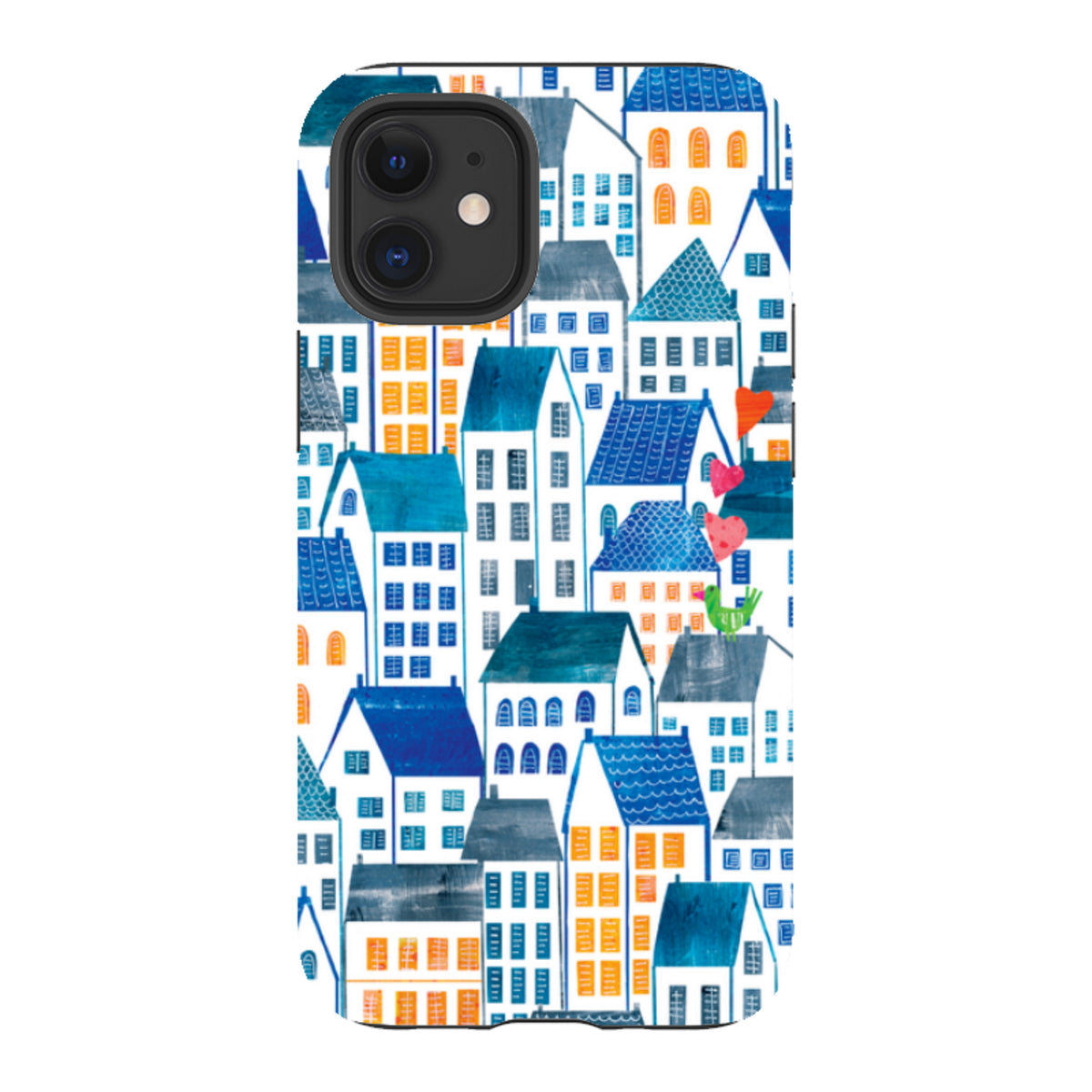 iPhone Tough Case - Blue Rooftop Houses By Tracey English