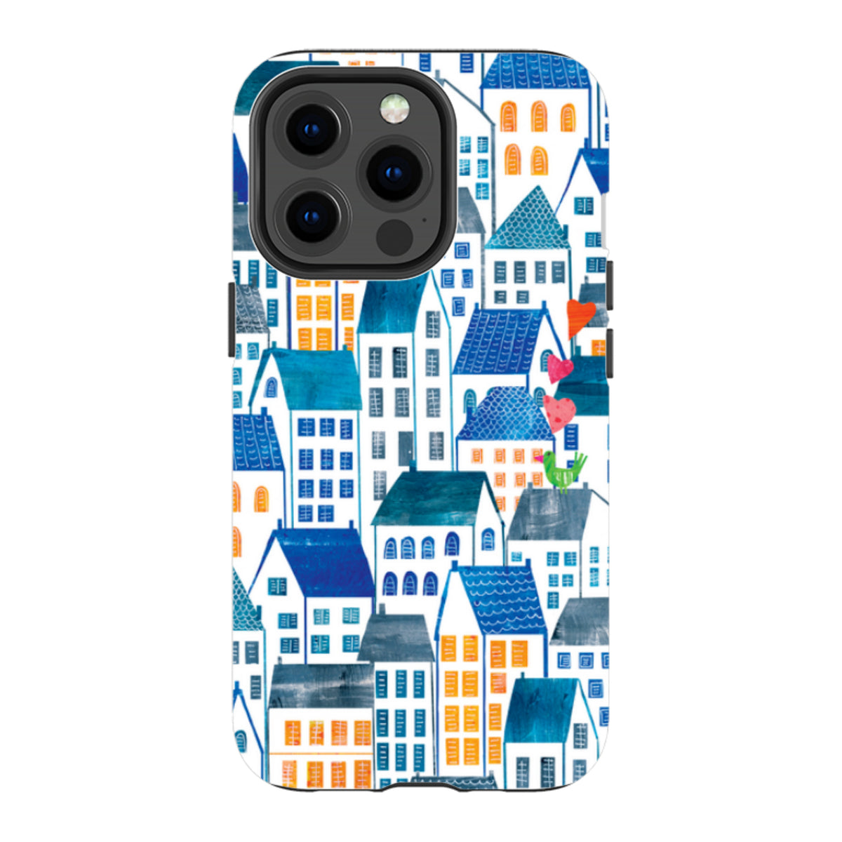 iPhone Tough Case - Blue Rooftop Houses By Tracey English