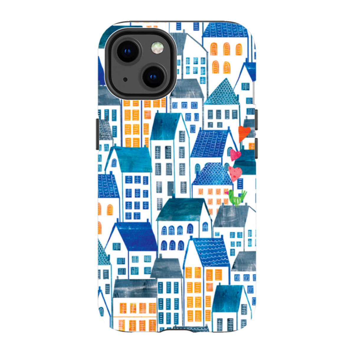 iPhone Tough Case - Blue Rooftop Houses By Tracey English