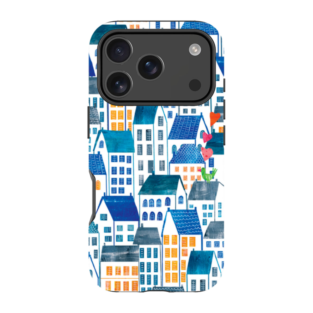 iPhone Tough Case - Blue Rooftop Houses By Tracey English