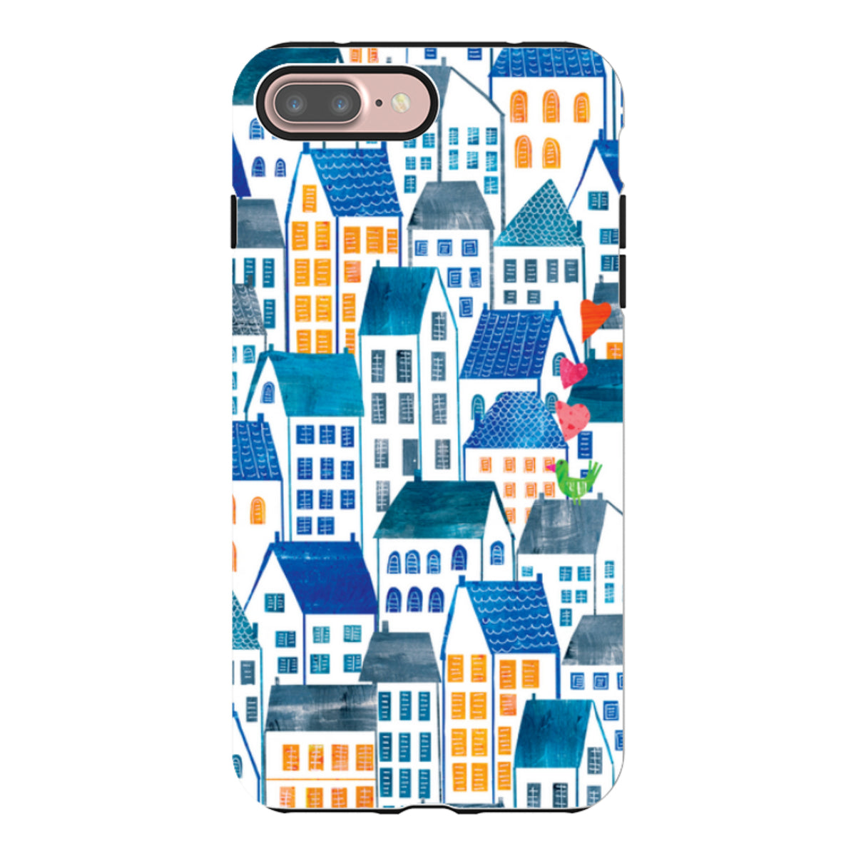 iPhone Tough Case - Blue Rooftop Houses By Tracey English