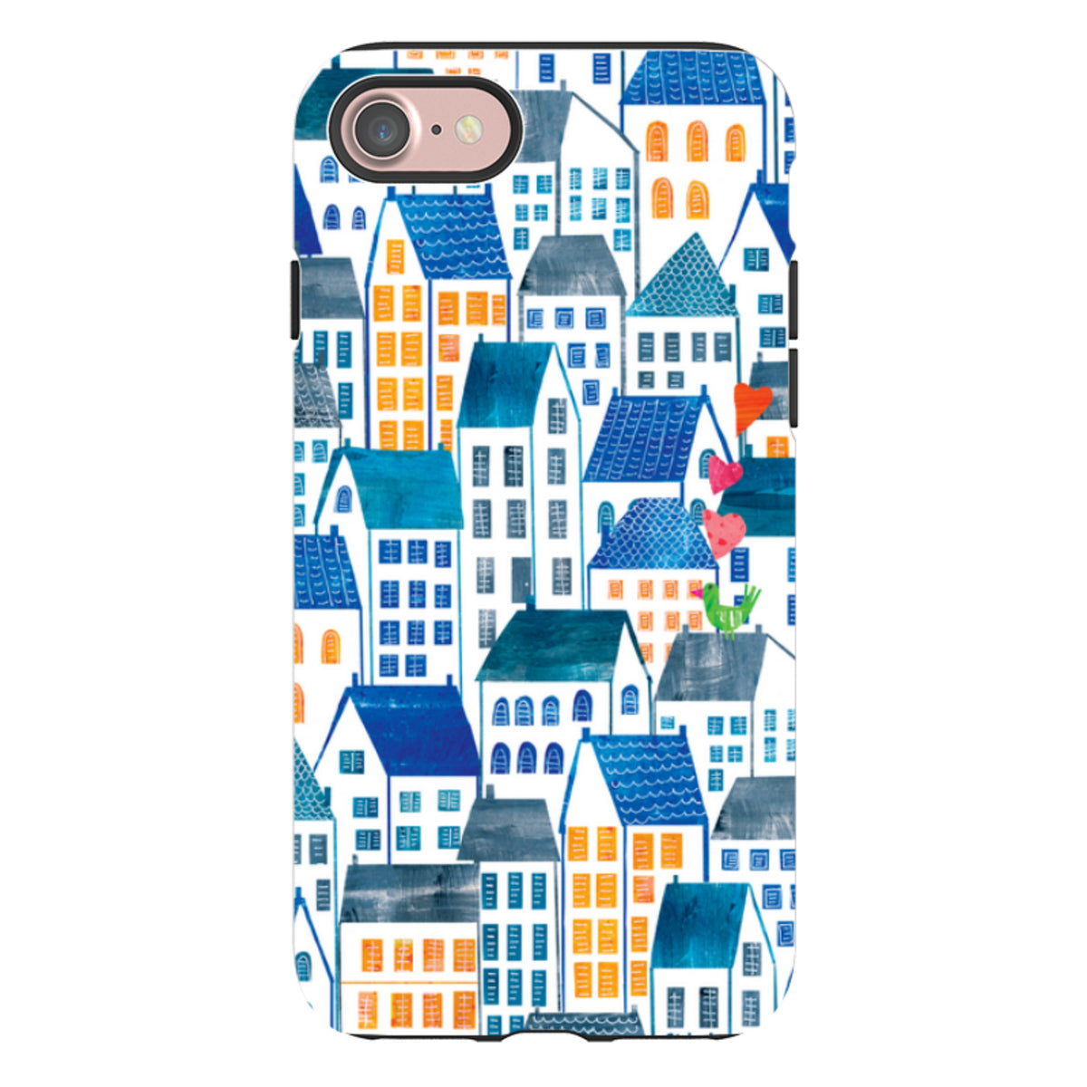 iPhone Tough Case - Blue Rooftop Houses By Tracey English