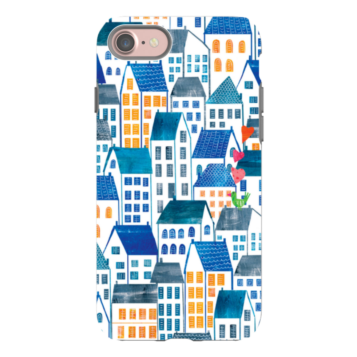 iPhone Tough Case - Blue Rooftop Houses By Tracey English