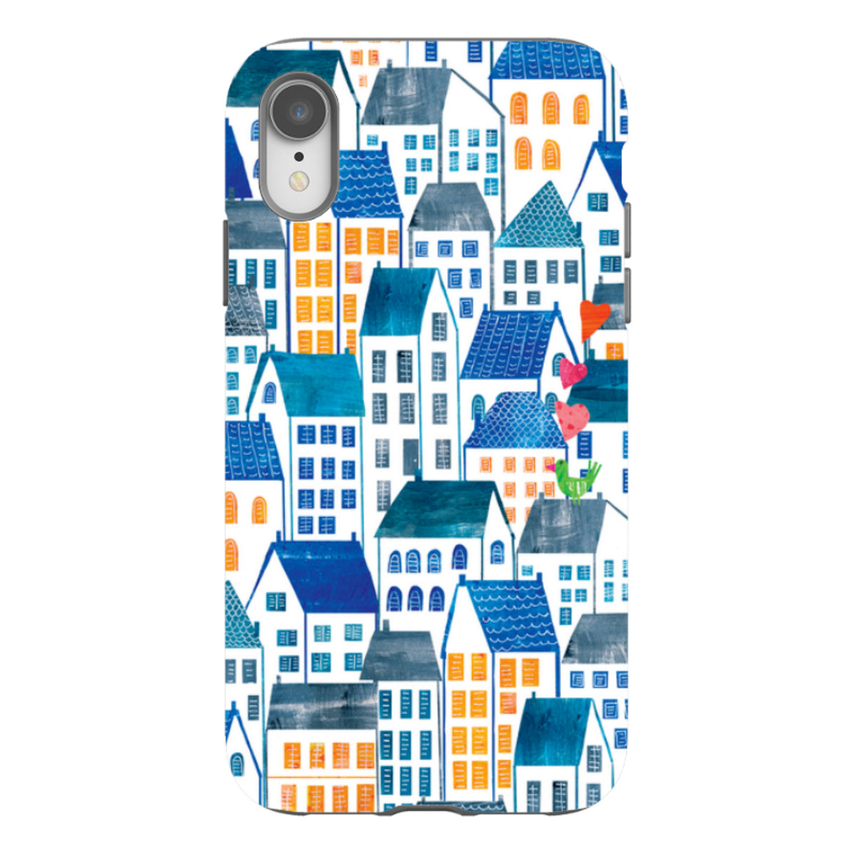 iPhone Tough Case - Blue Rooftop Houses By Tracey English
