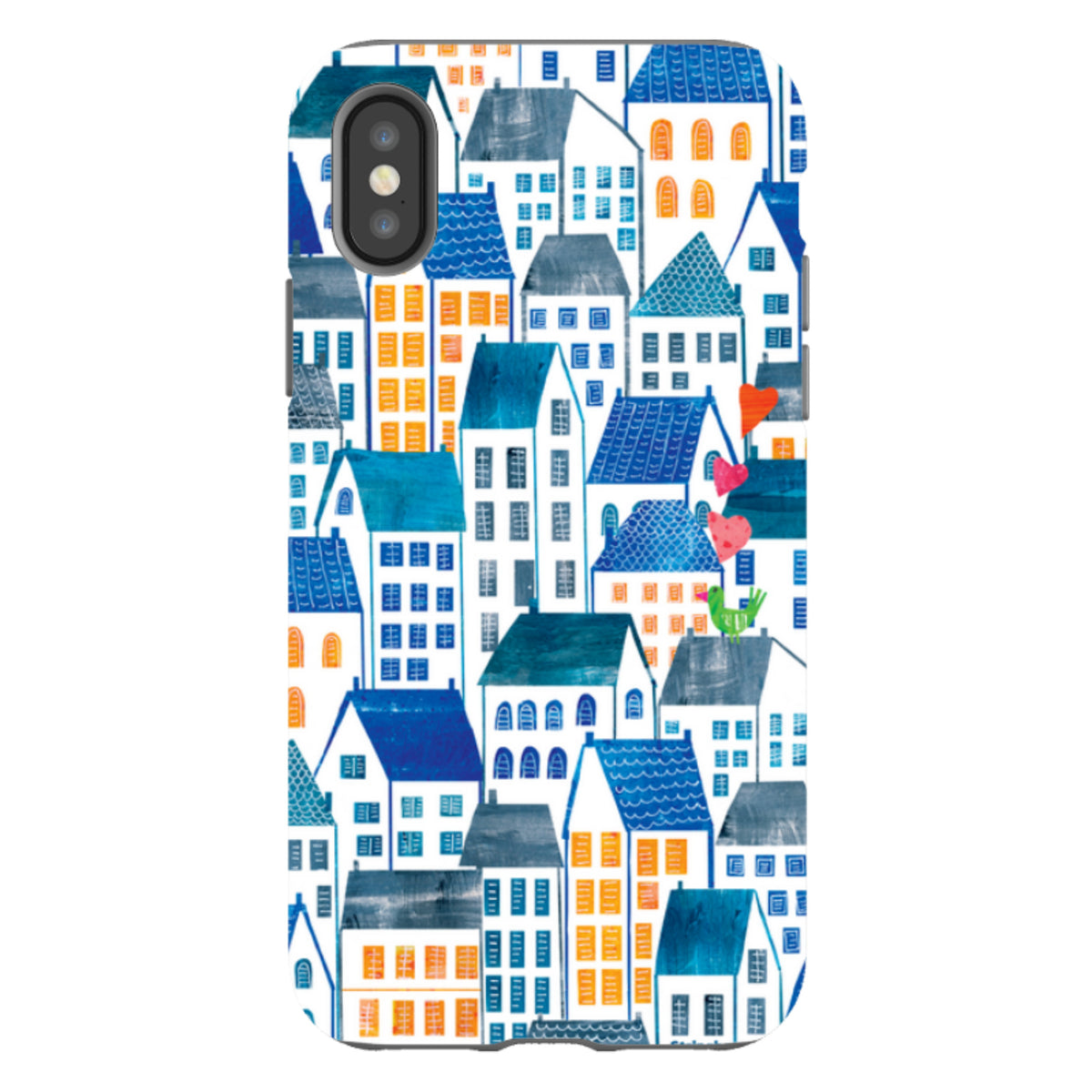 iPhone Tough Case - Blue Rooftop Houses By Tracey English