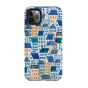 iPhone Tough Case - Blue Rooftop Houses By Tracey English