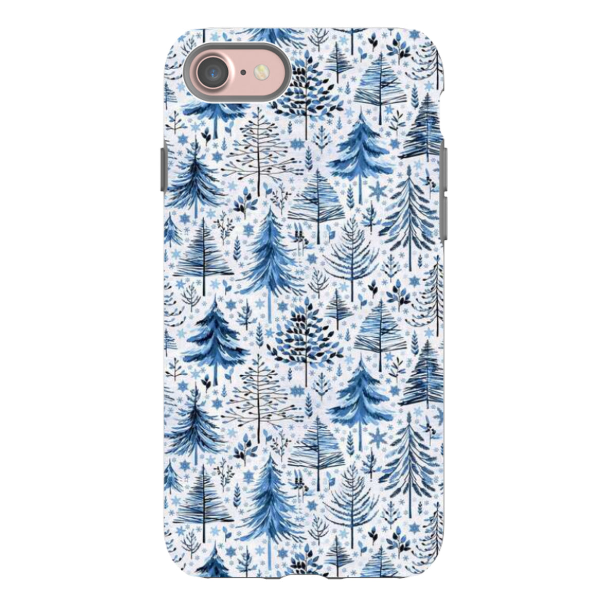 iPhone Tough Case - Blue Xmas Trees By Elisabeth Haager