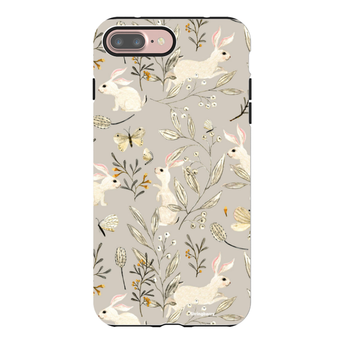 iPhone Tough Case - Bunnies Grey By Katherine Quinn
