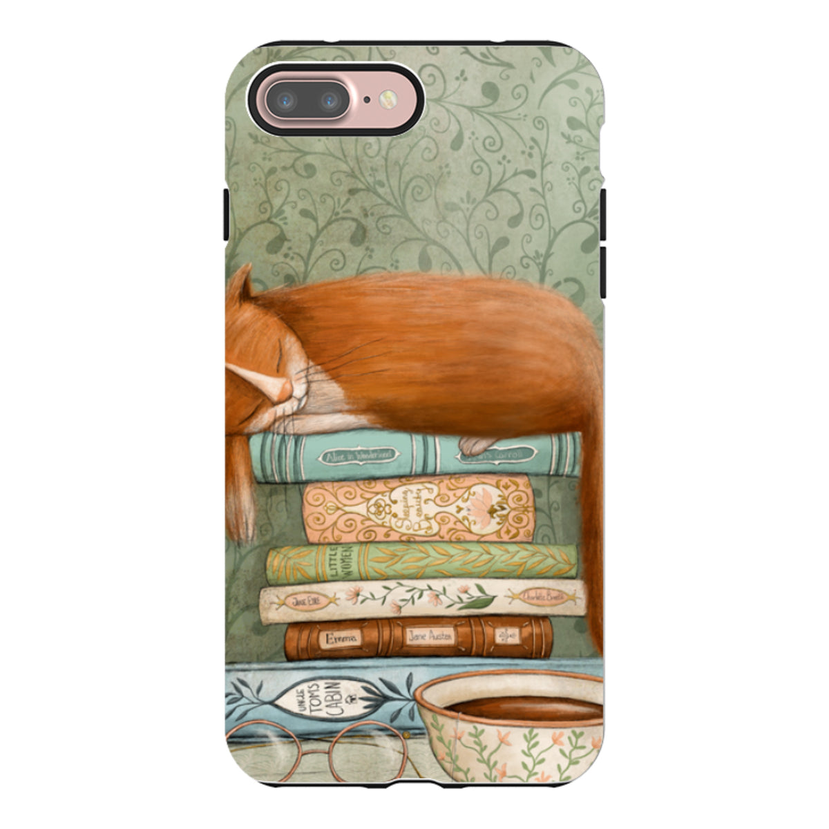 iPhone Tough Case - Cat and Books By Maja Lindberg