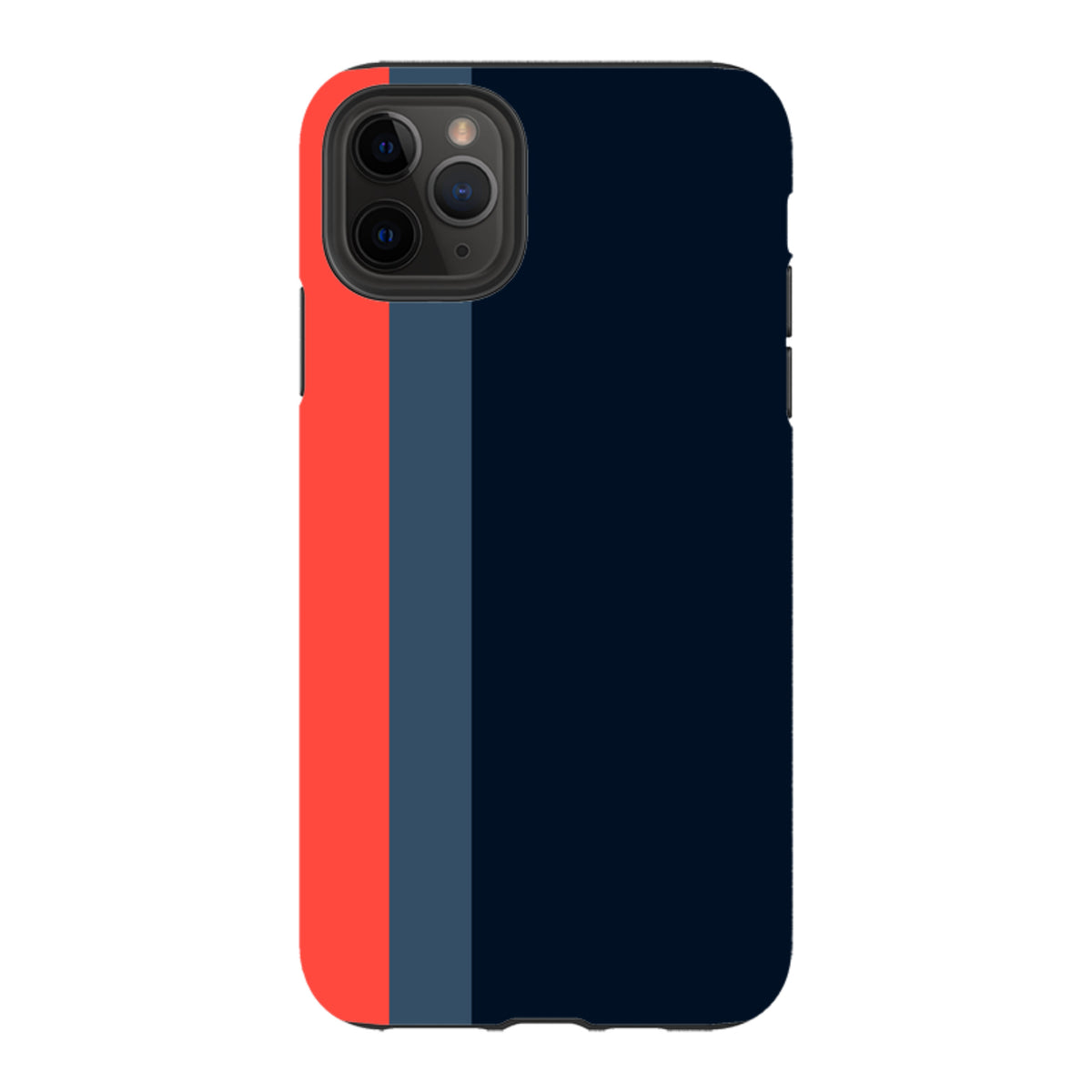iPhone Tough Case in Chapel design featuring vertical stripes of bright red, slate blue, and navy on a durable dual-layer.