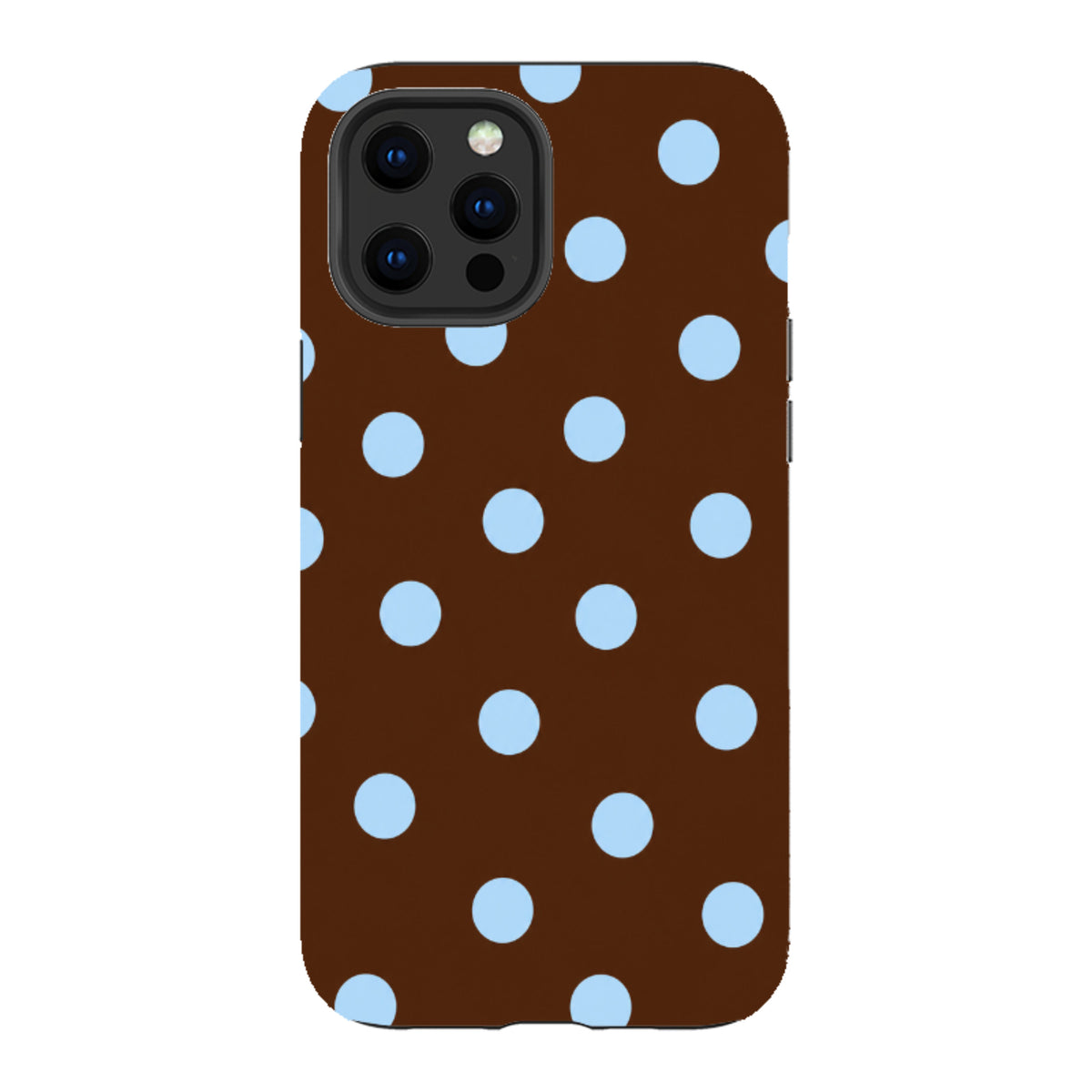 iPhone Tough Case - Chocolate Brown & Baby Blue Polka Dot