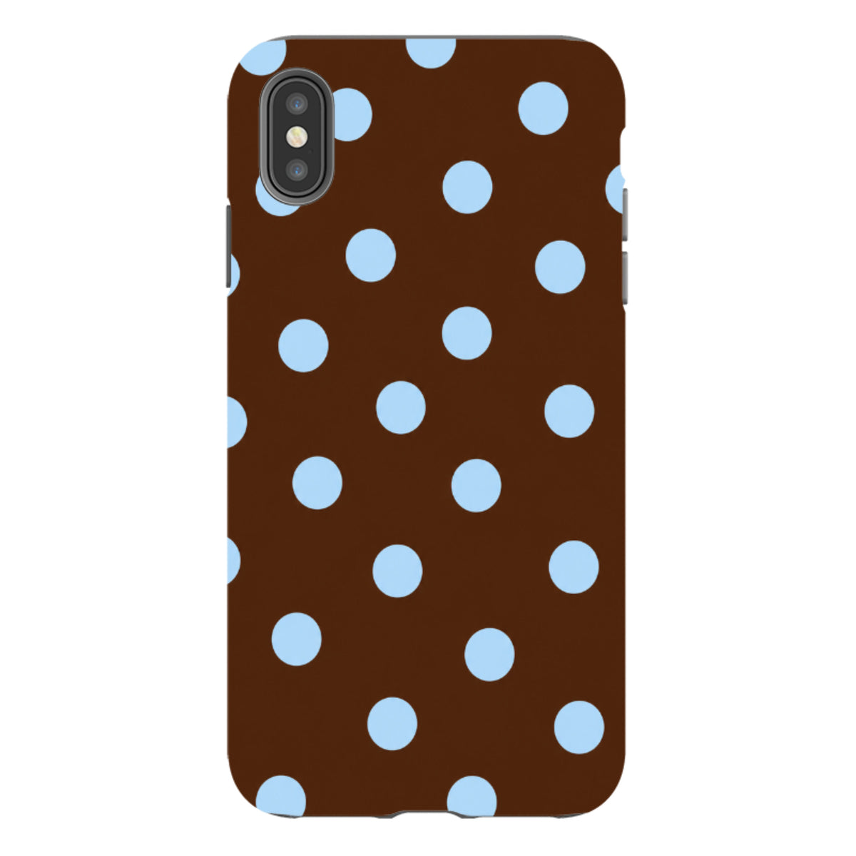 iPhone Tough Case - Chocolate Brown & Baby Blue Polka Dot