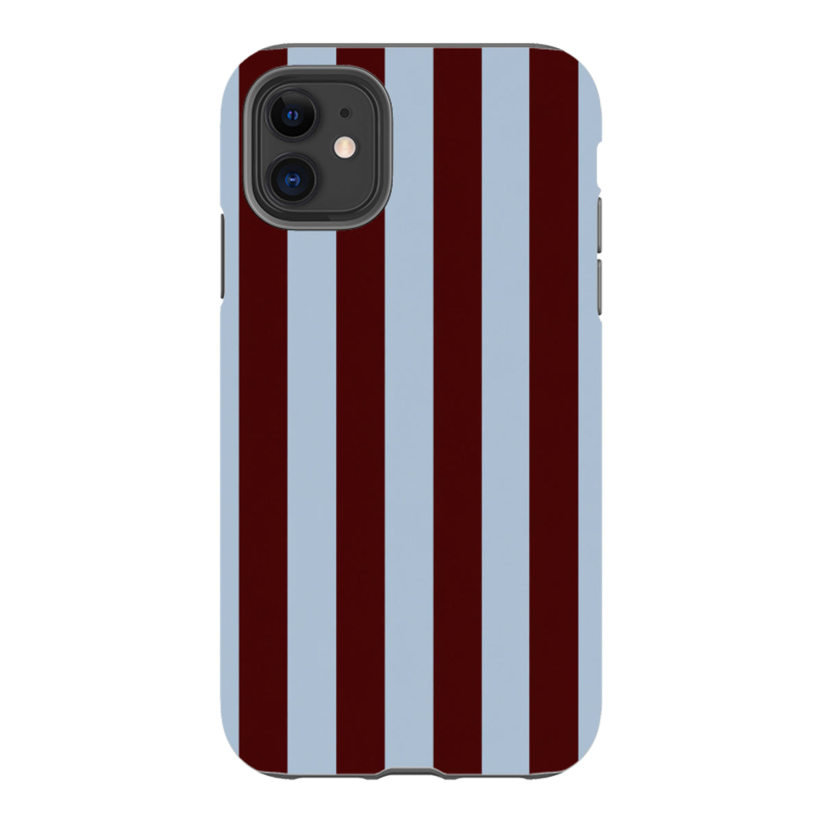iPhone Tough Case – Bordeauxrot & Himmelblau Gestreift