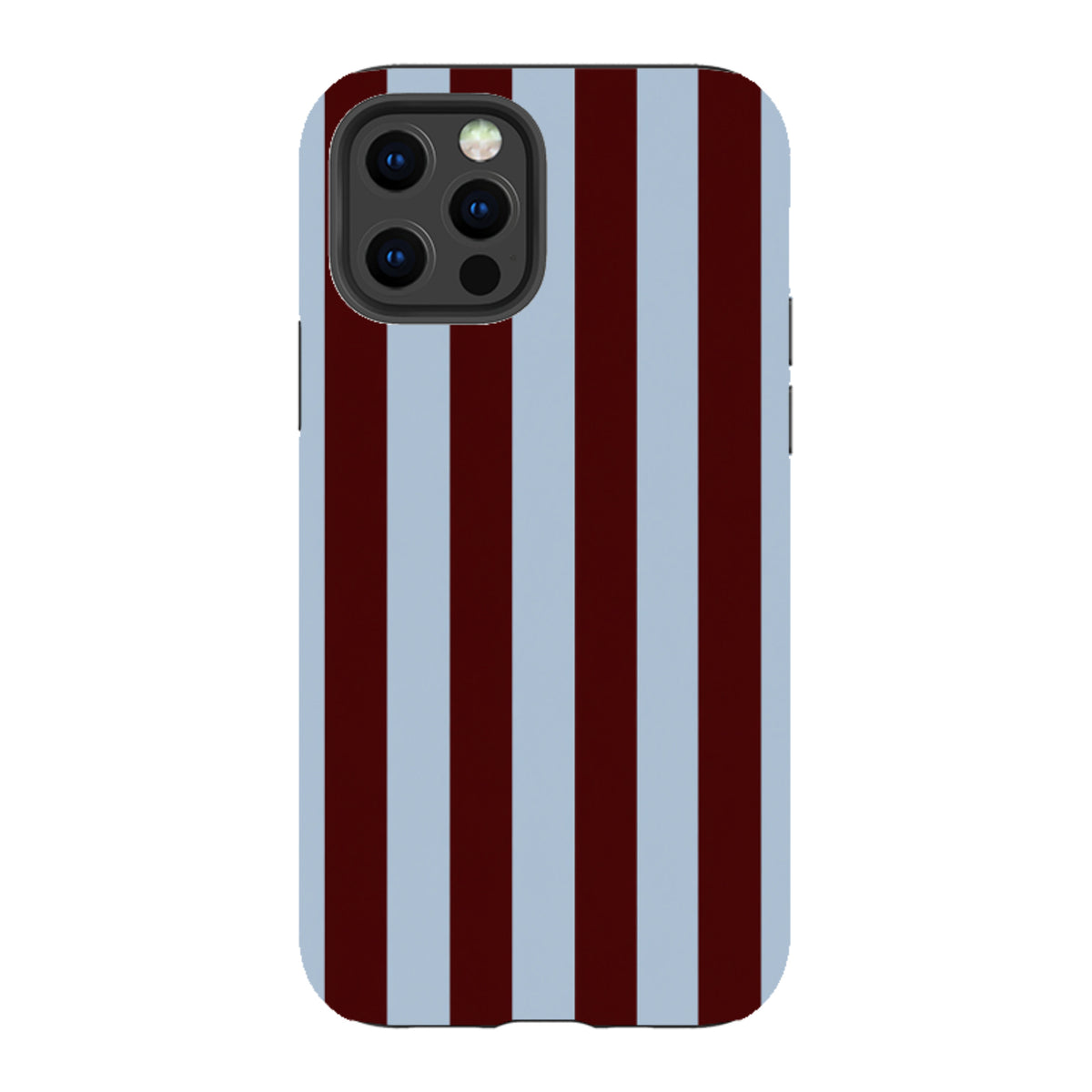iPhone Tough Case – Bordeauxrot & Himmelblau Gestreift