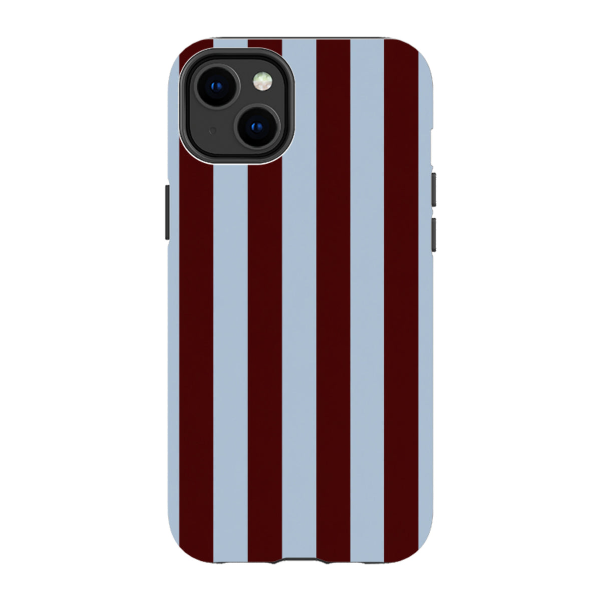 iPhone Tough Case – Bordeauxrot & Himmelblau Gestreift