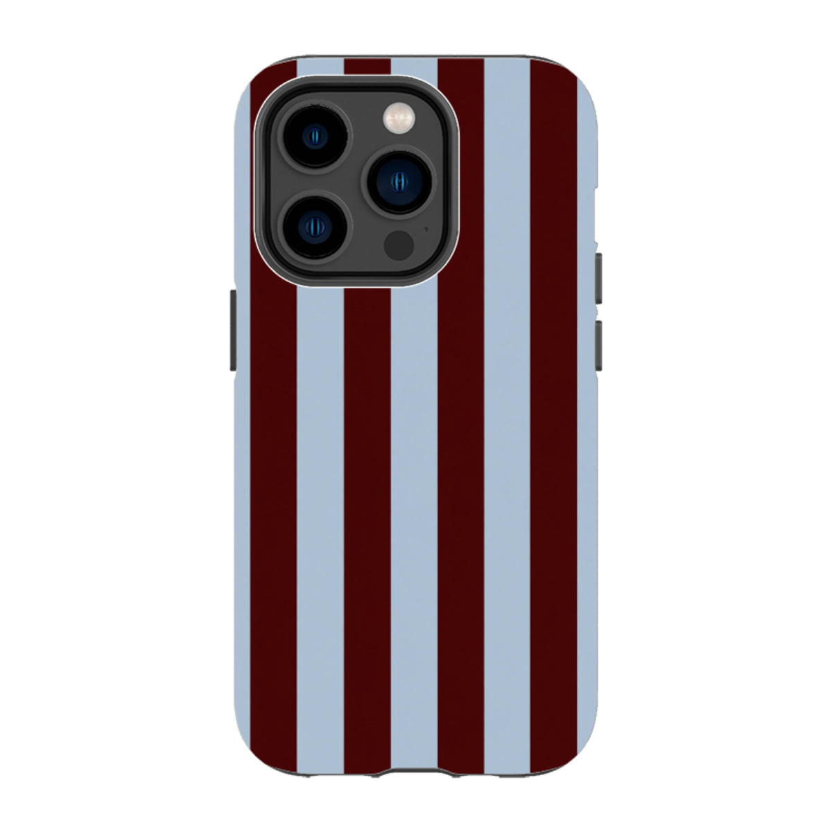 iPhone Tough Case – Bordeauxrot & Himmelblau Gestreift