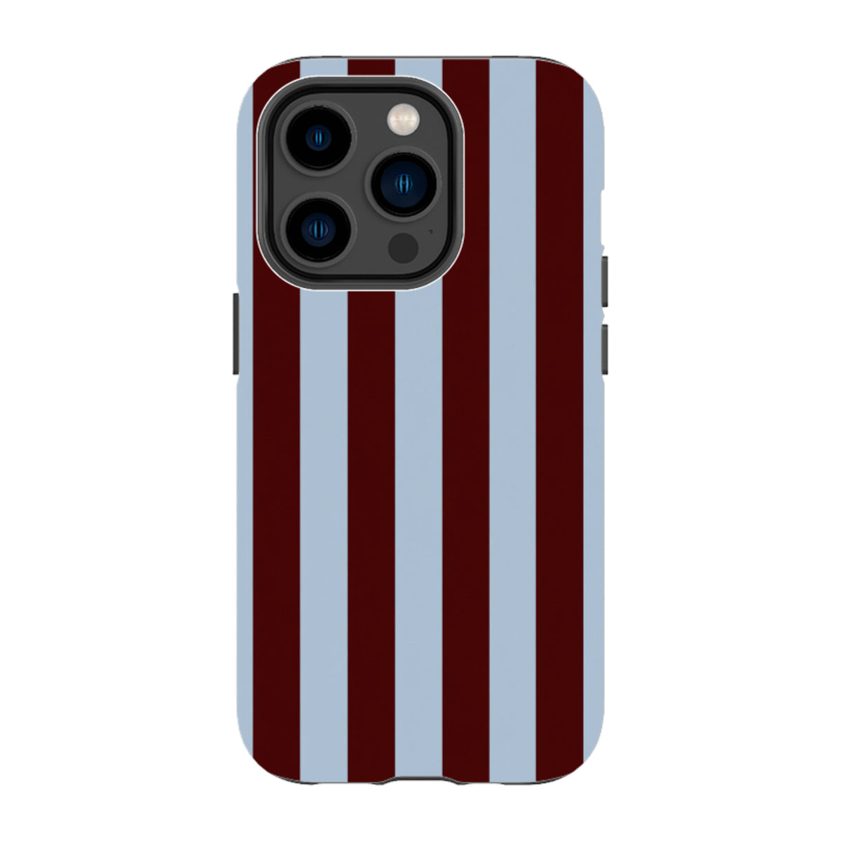 iPhone Tough Case – Bordeauxrot & Himmelblau Gestreift