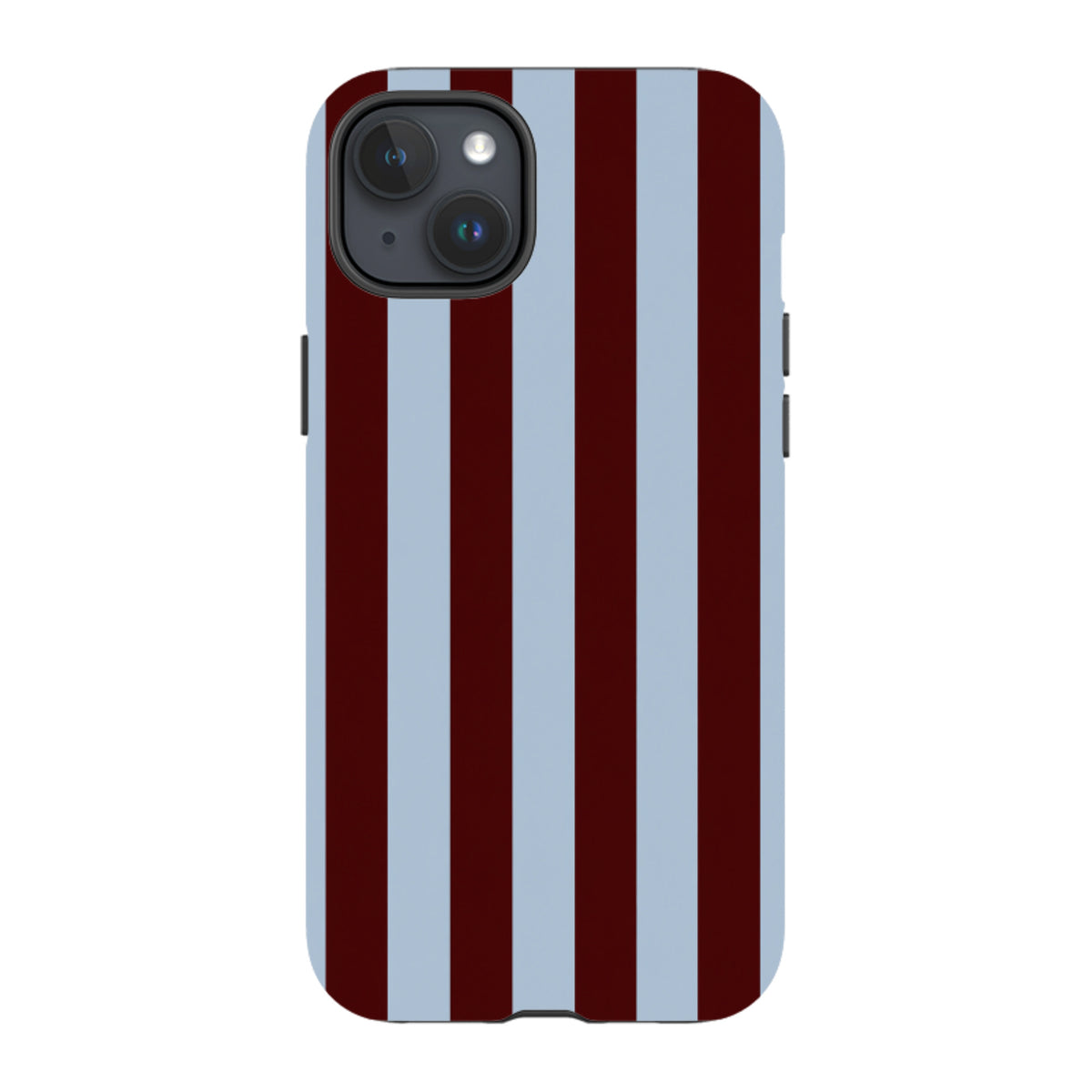 iPhone Tough Case – Bordeauxrot & Himmelblau Gestreift