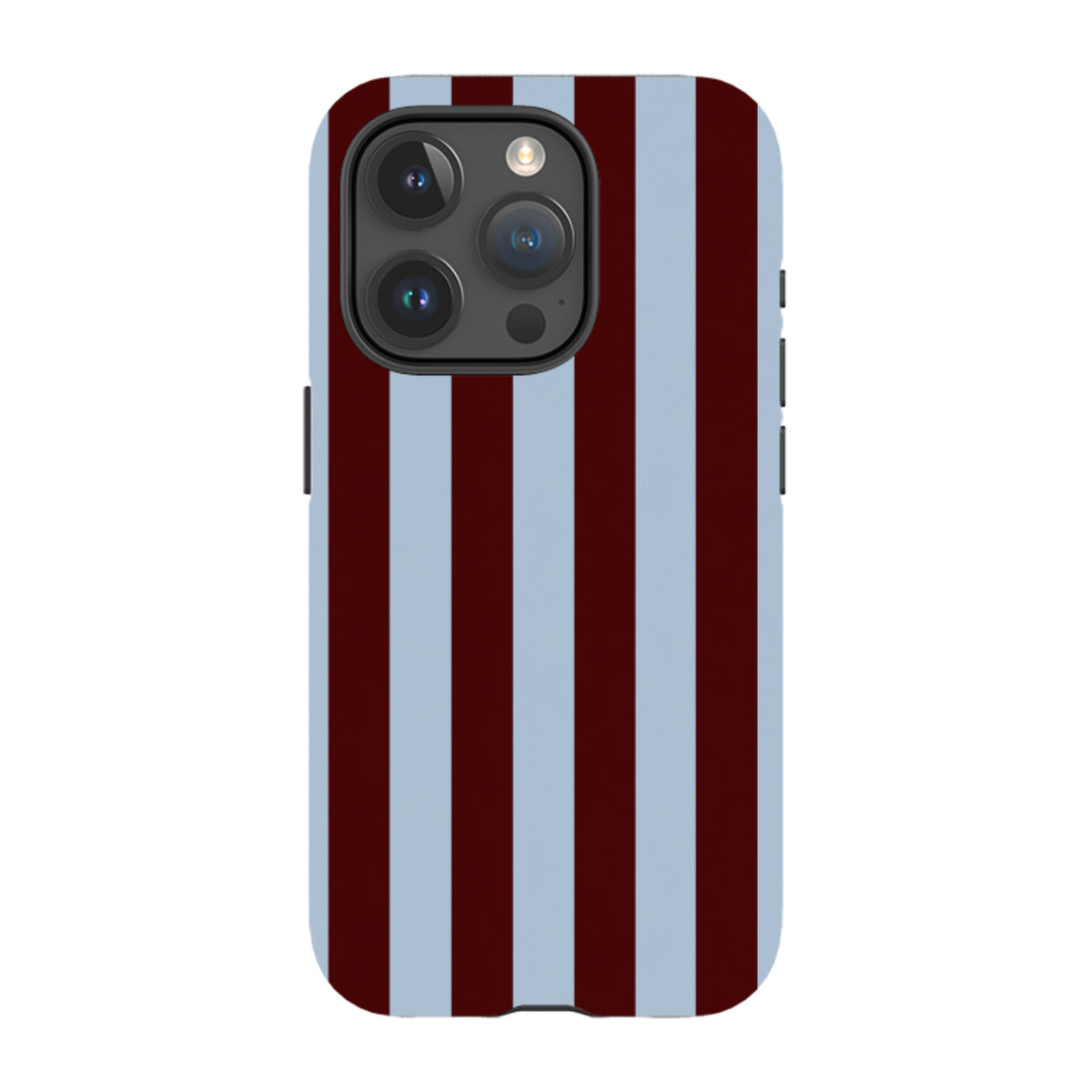 iPhone Tough Case – Bordeauxrot & Himmelblau Gestreift