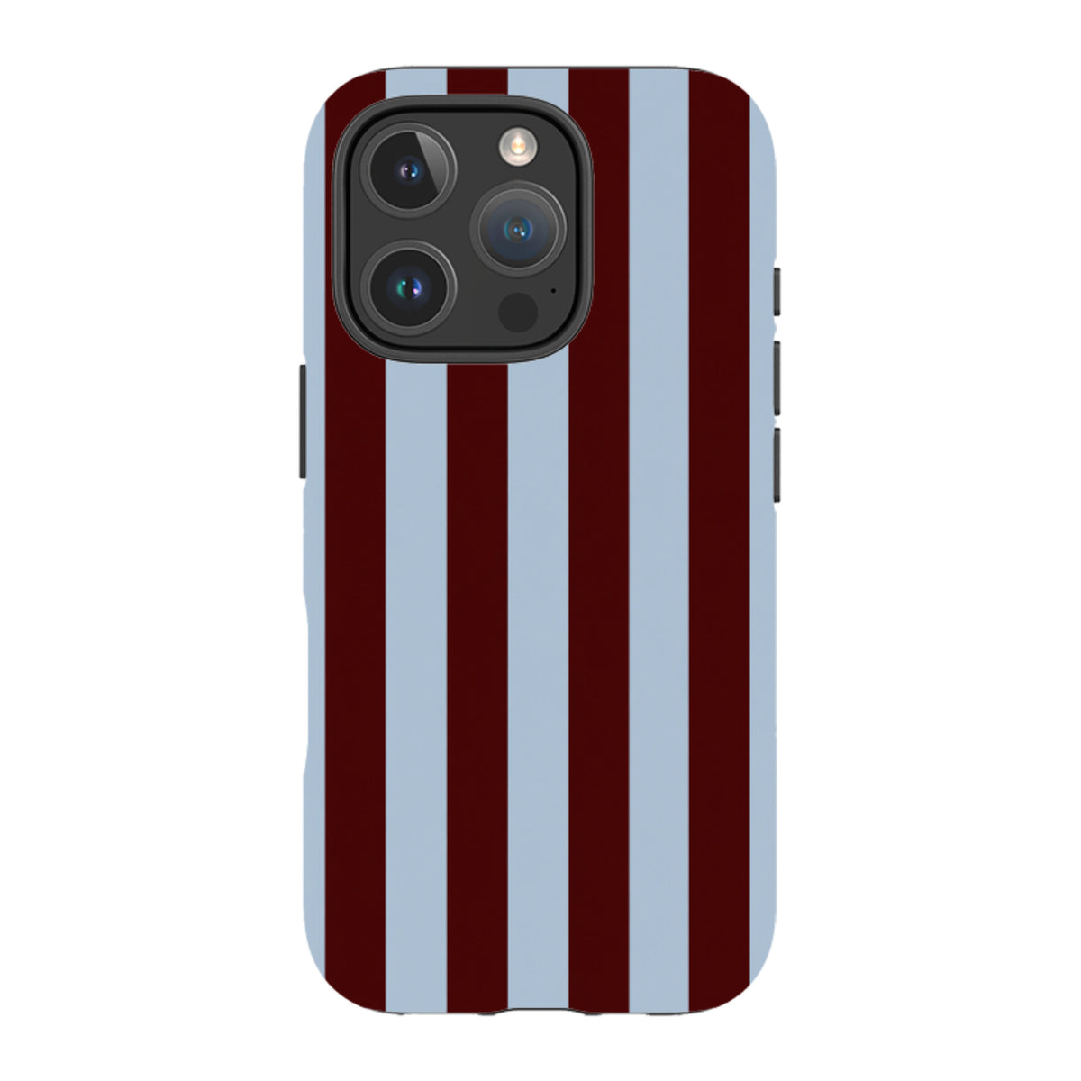 iPhone Tough Case – Bordeauxrot & Himmelblau Gestreift