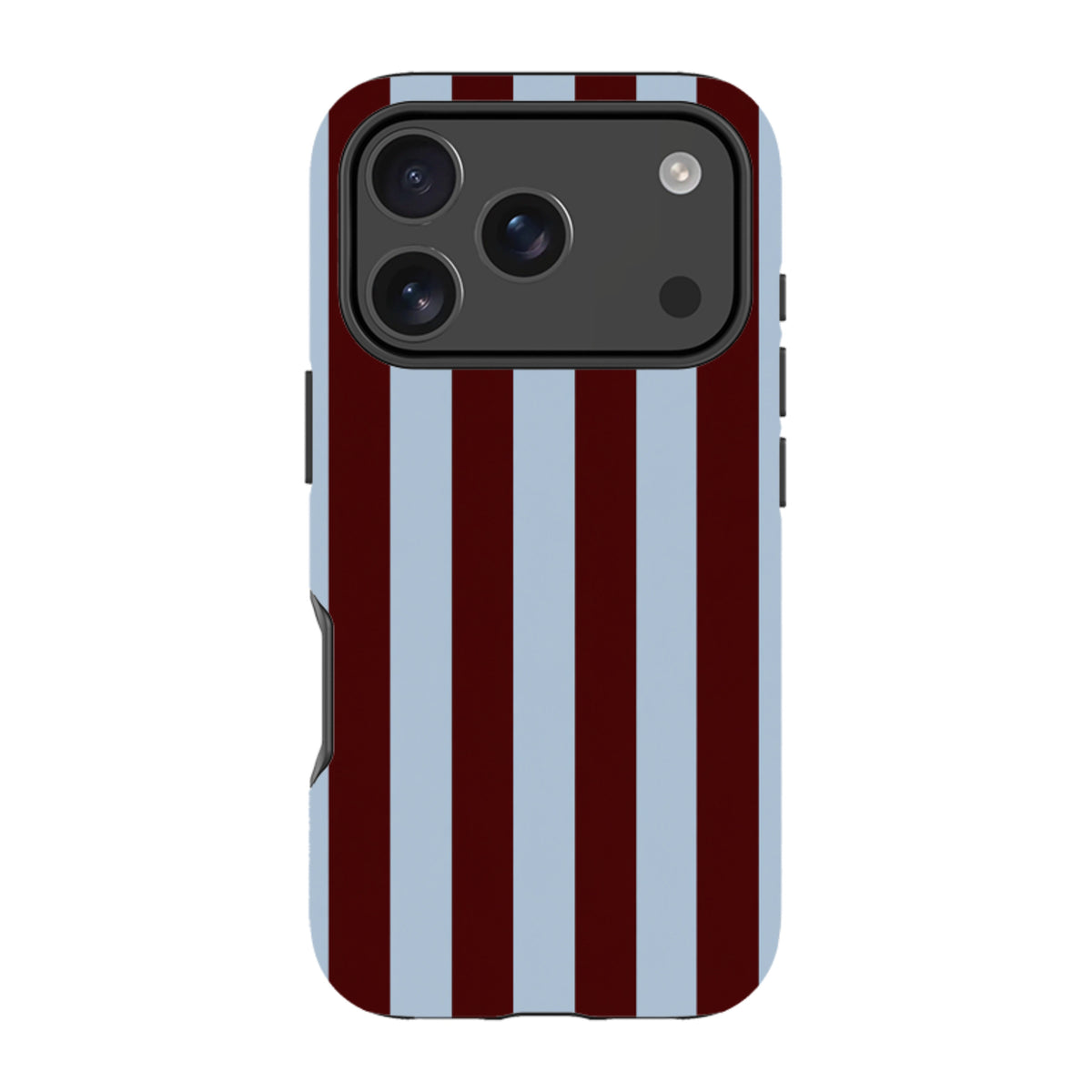 iPhone Tough Case – Bordeauxrot & Himmelblau Gestreift