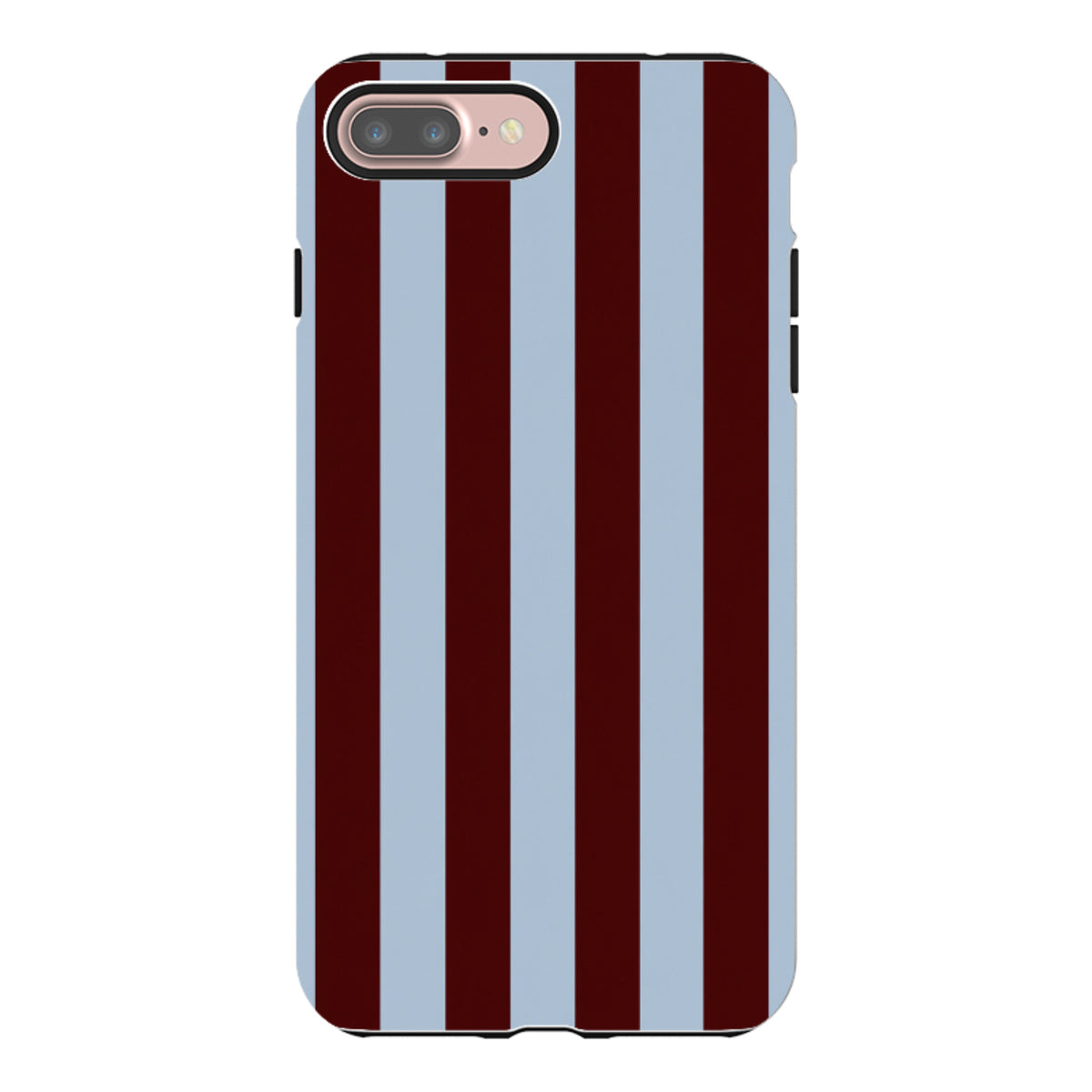 iPhone Tough Case – Bordeauxrot & Himmelblau Gestreift