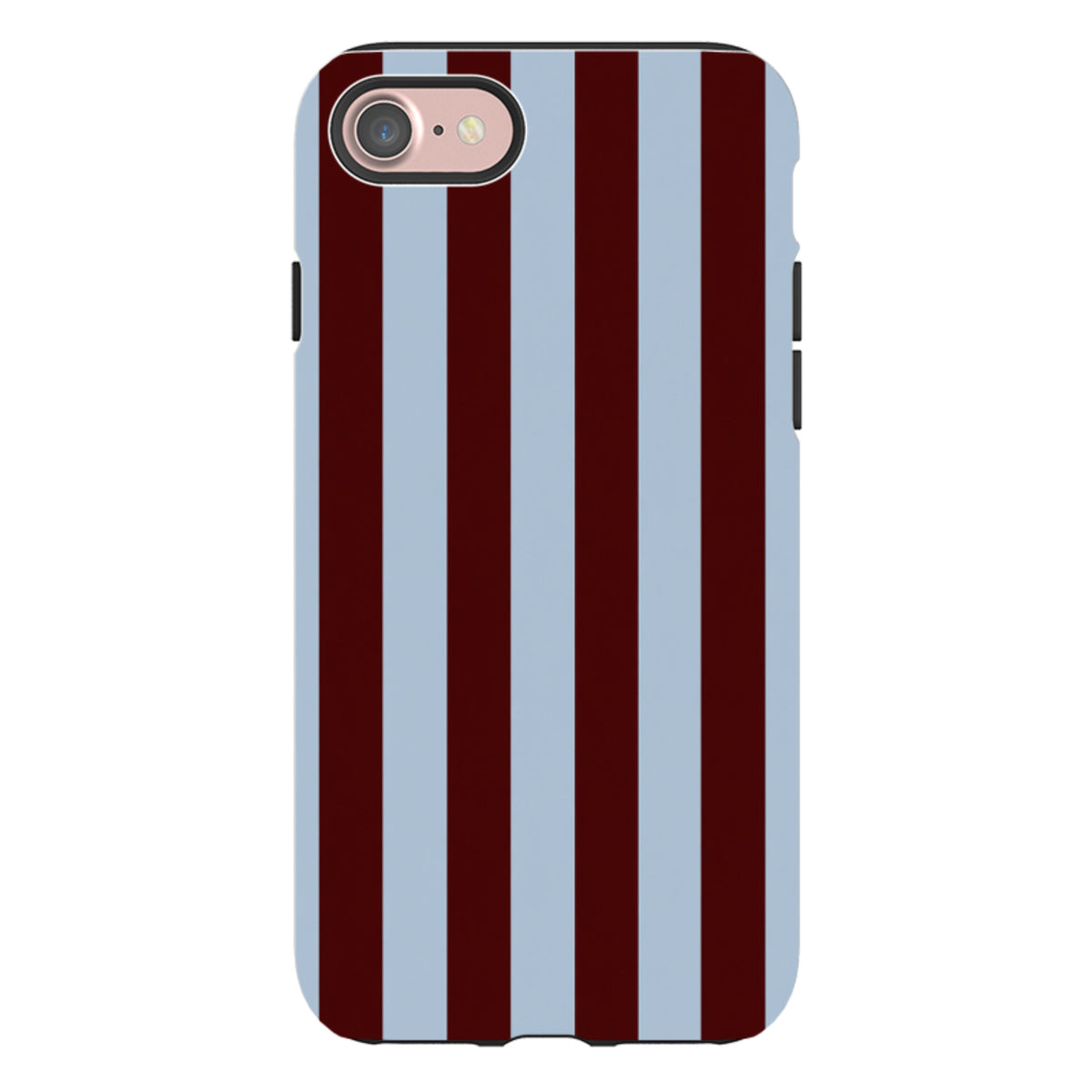 iPhone Tough Case – Bordeauxrot & Himmelblau Gestreift