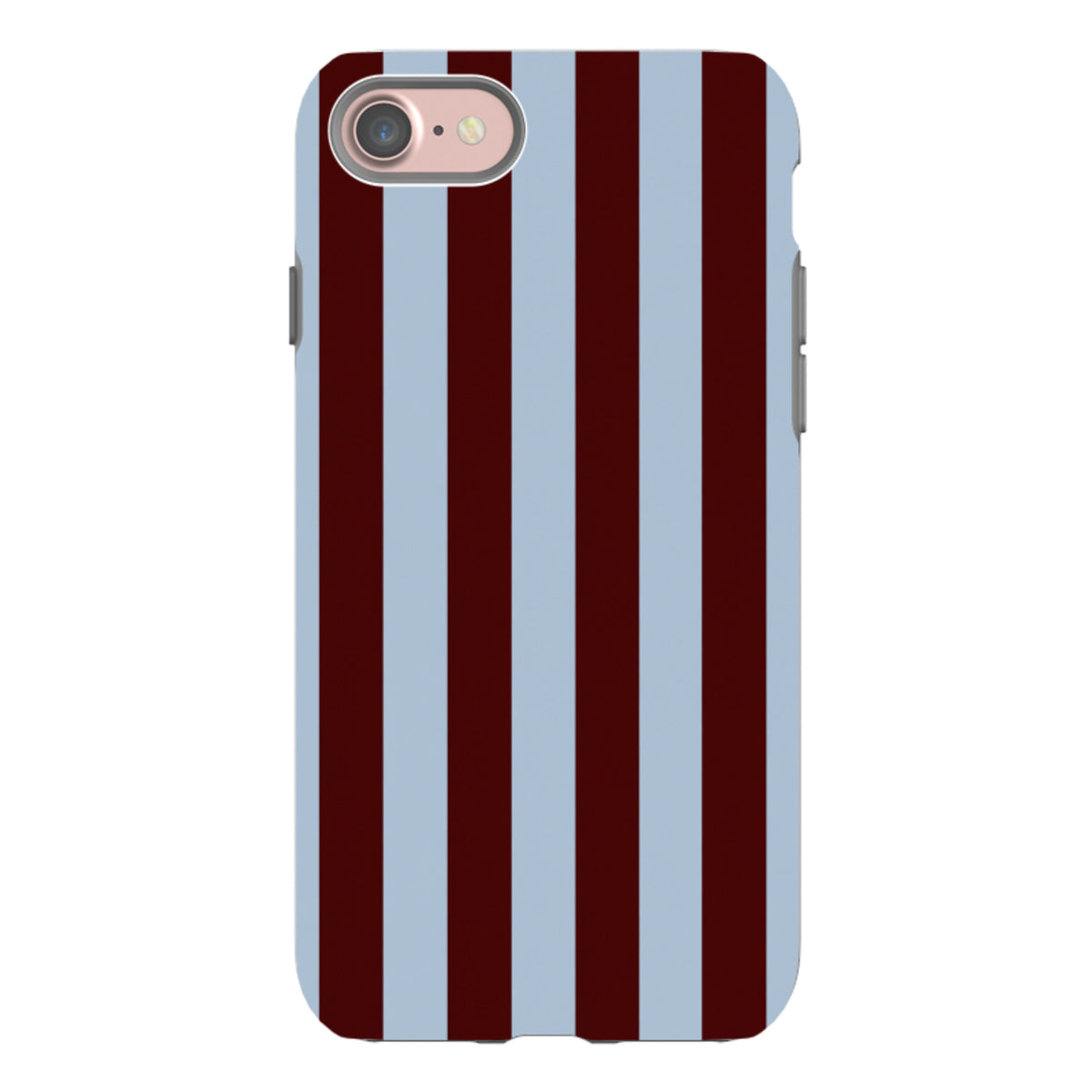 iPhone Tough Case – Bordeauxrot & Himmelblau Gestreift