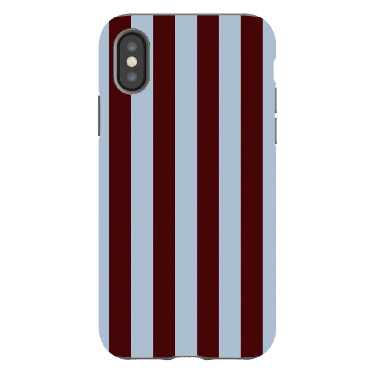iPhone Tough Case – Bordeauxrot & Himmelblau Gestreift