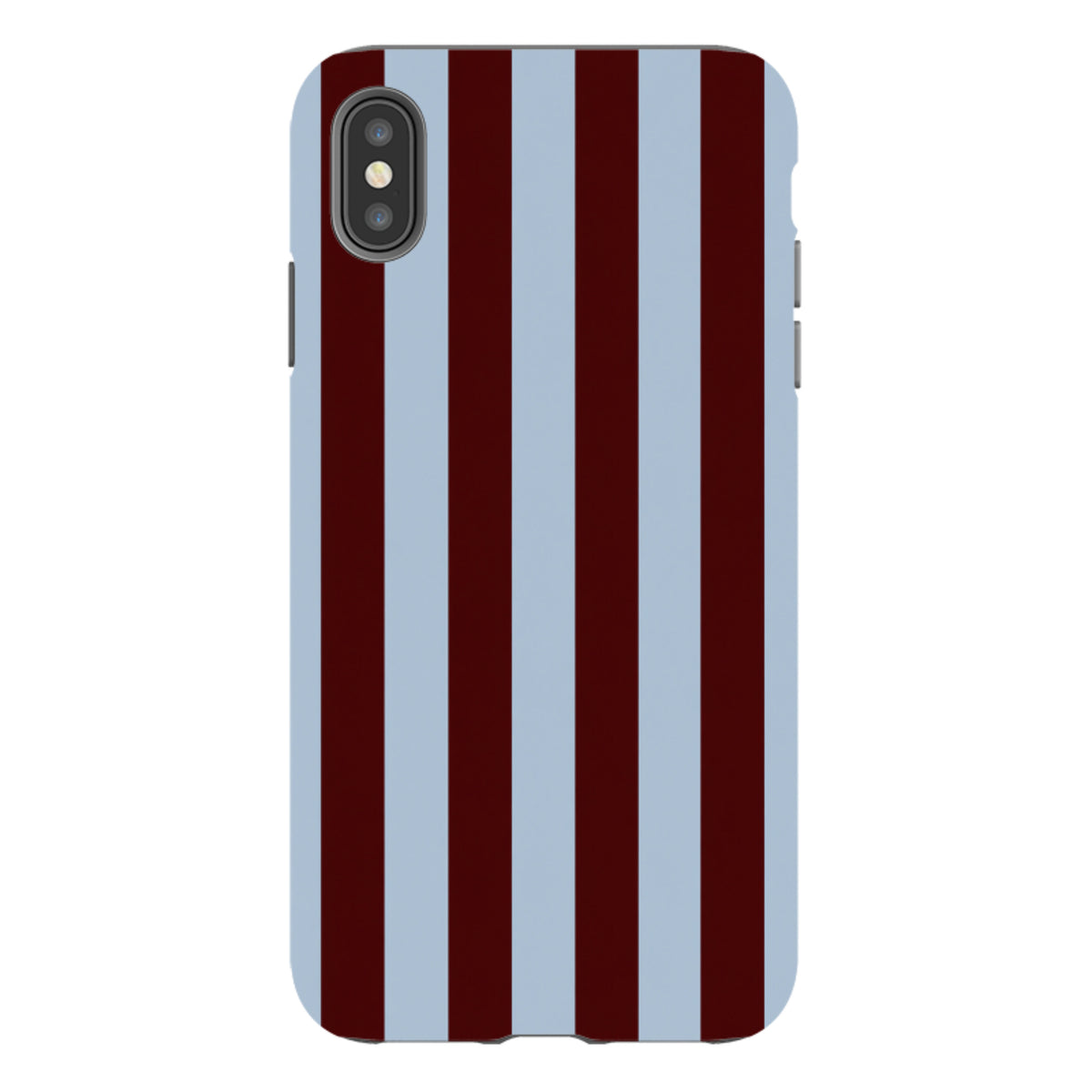 iPhone Tough Case – Bordeauxrot & Himmelblau Gestreift