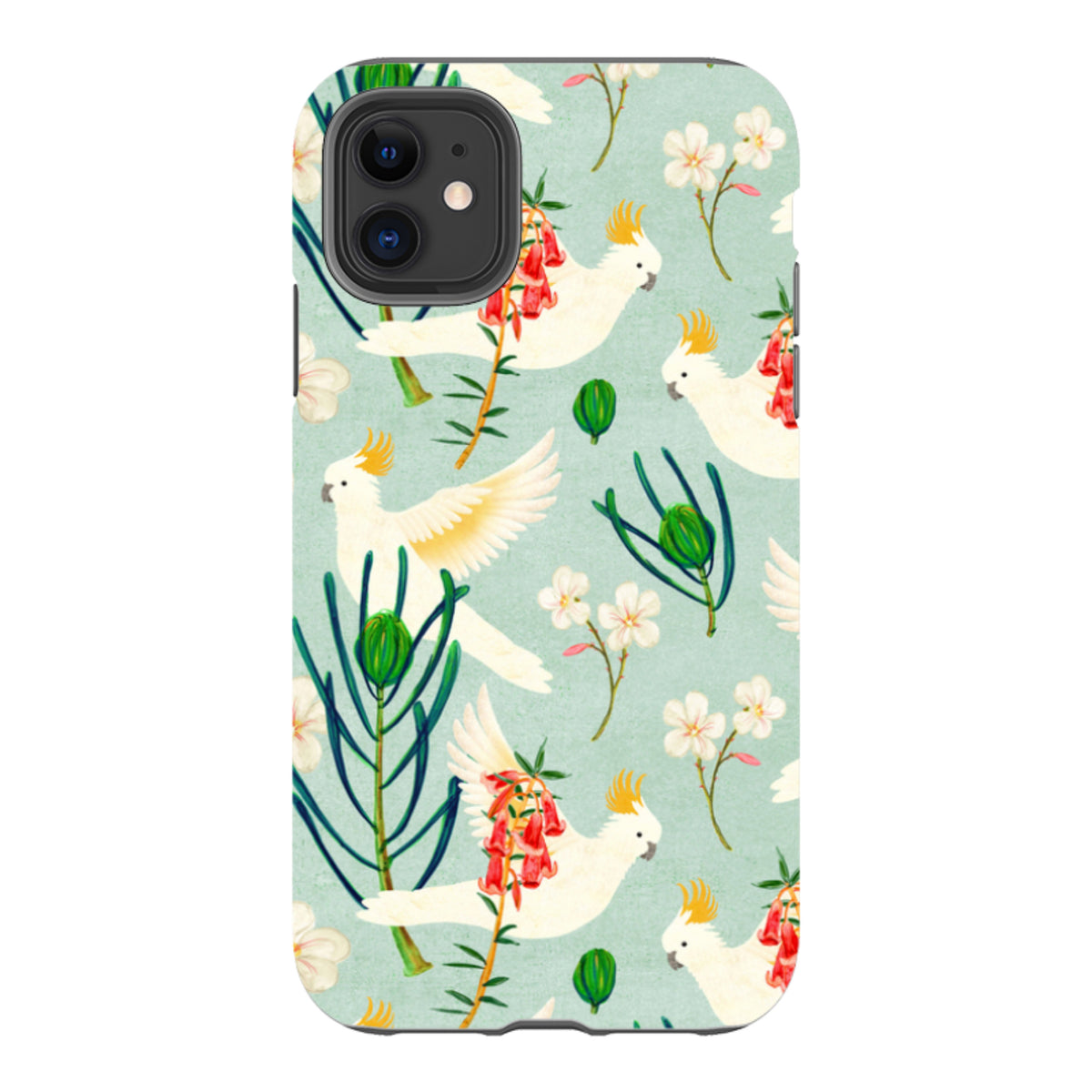 iPhone Tough Case - Cockatoo And Flowers By Katherine Quinn