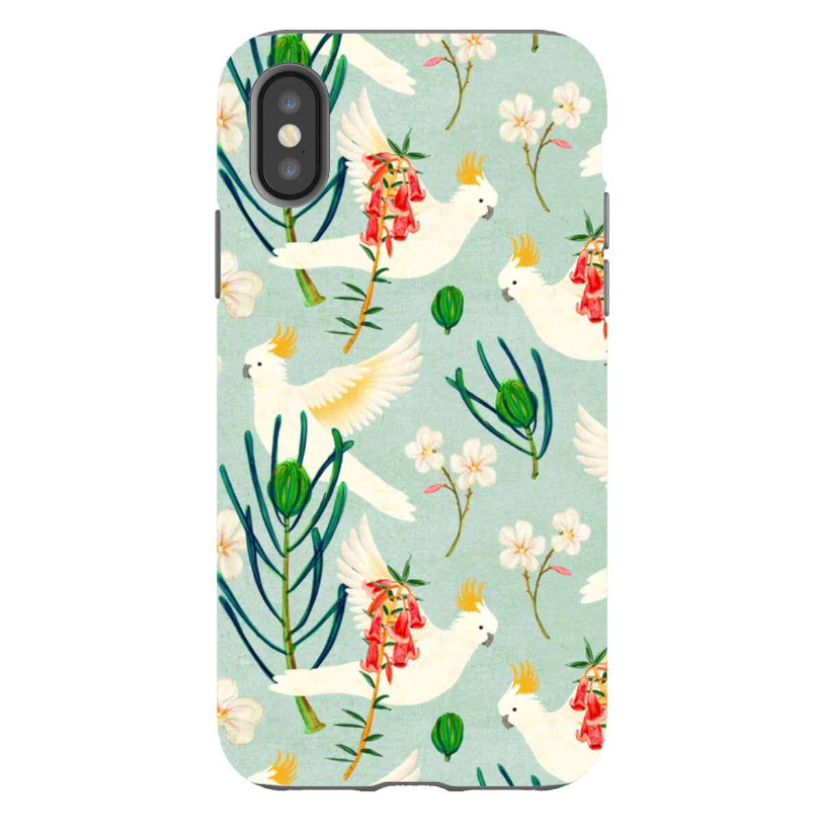 iPhone Tough Case - Cockatoo And Flowers By Katherine Quinn