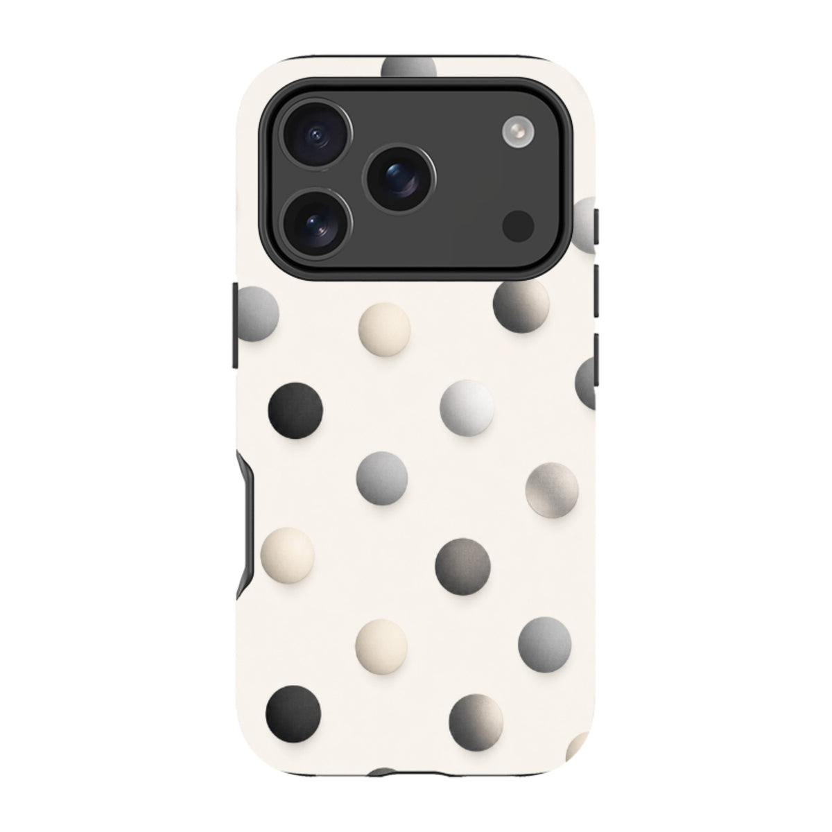 Здрав калъф за iPhone – крем и сиви точки