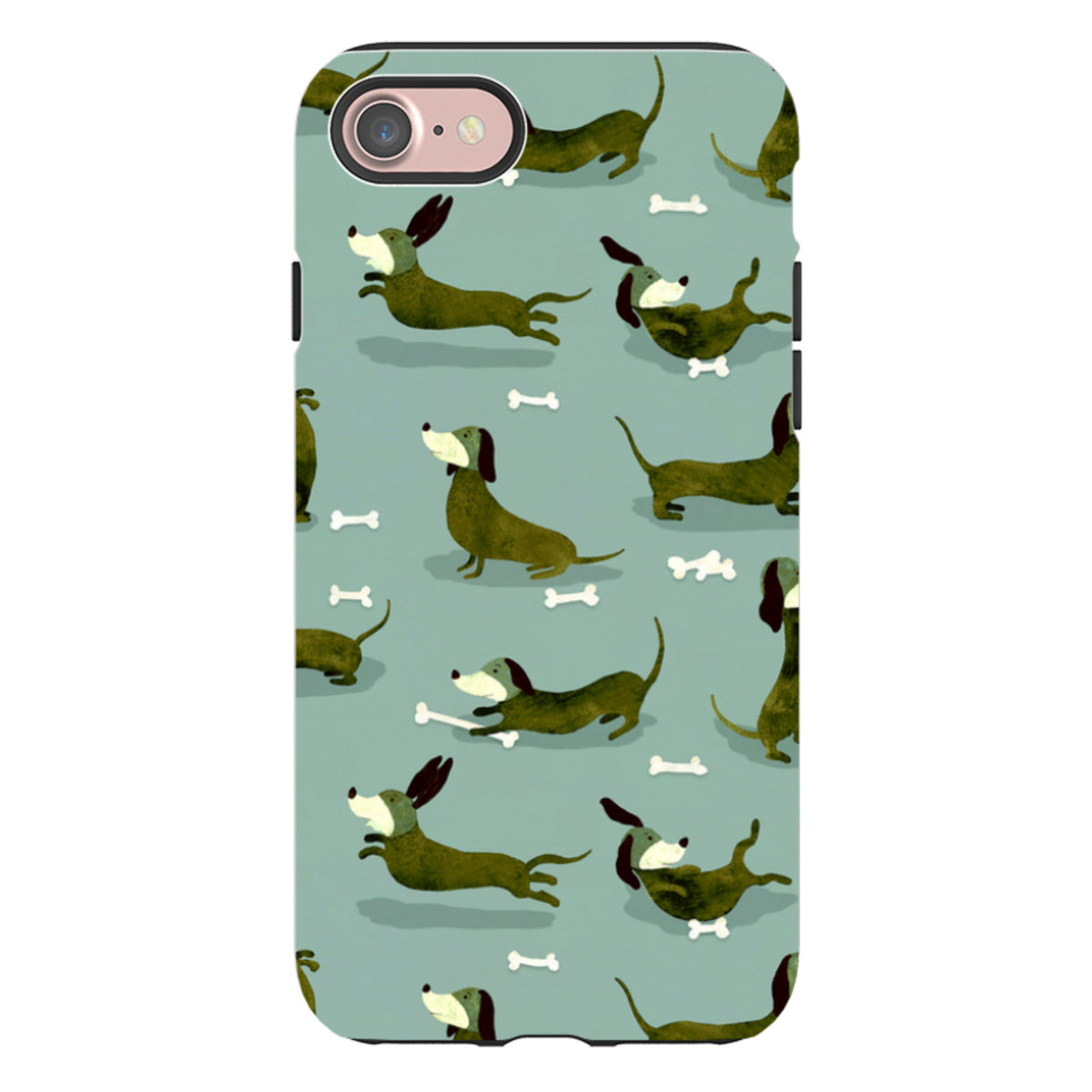 Издръжлив кейс за iPhone - Dash Dogs Green от Катрин Куин