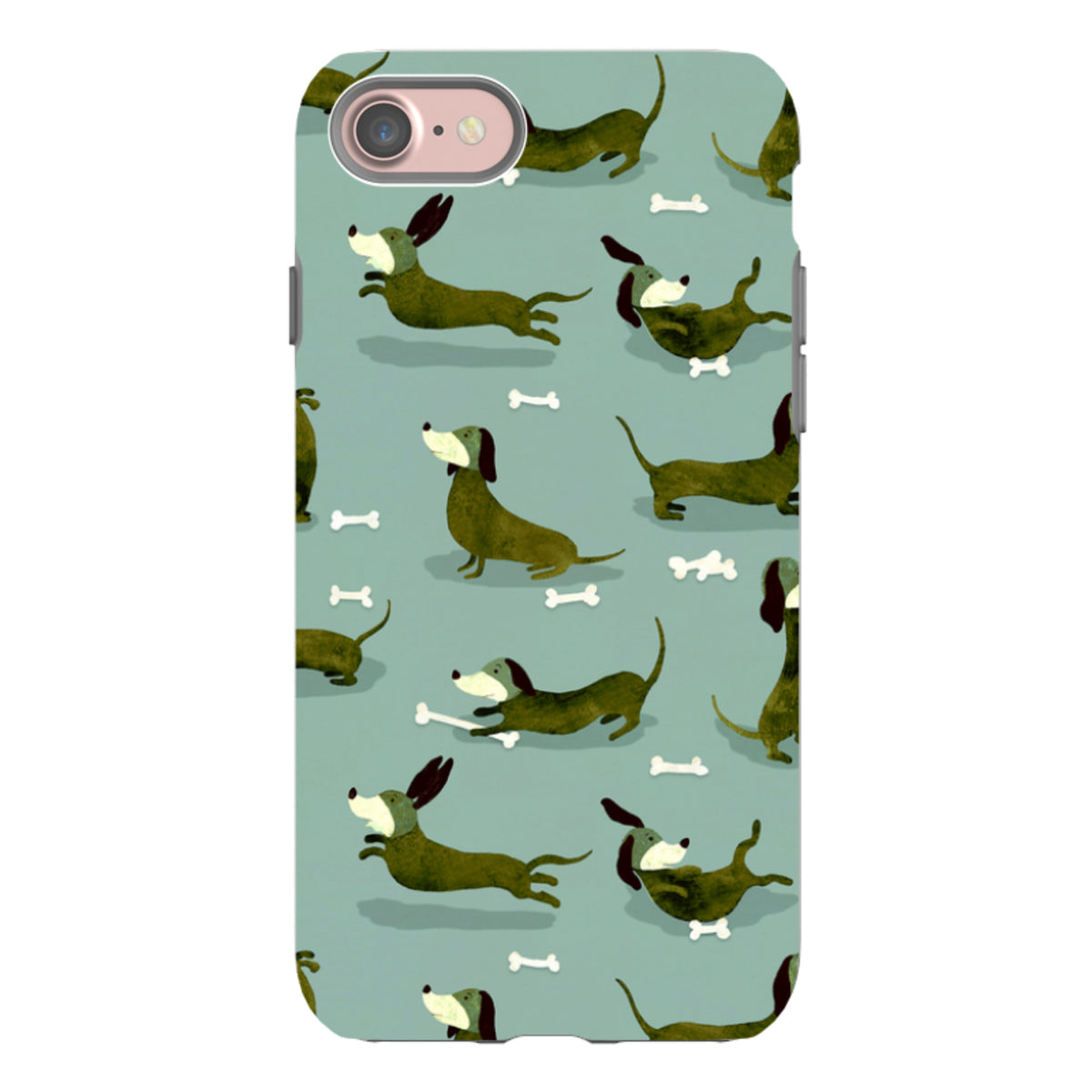Издръжлив кейс за iPhone - Dash Dogs Green от Катрин Куин