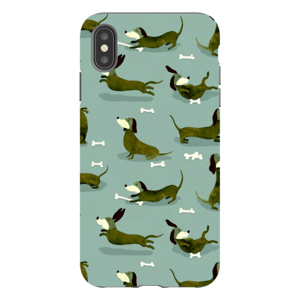 Издръжлив кейс за iPhone - Dash Dogs Green от Катрин Куин