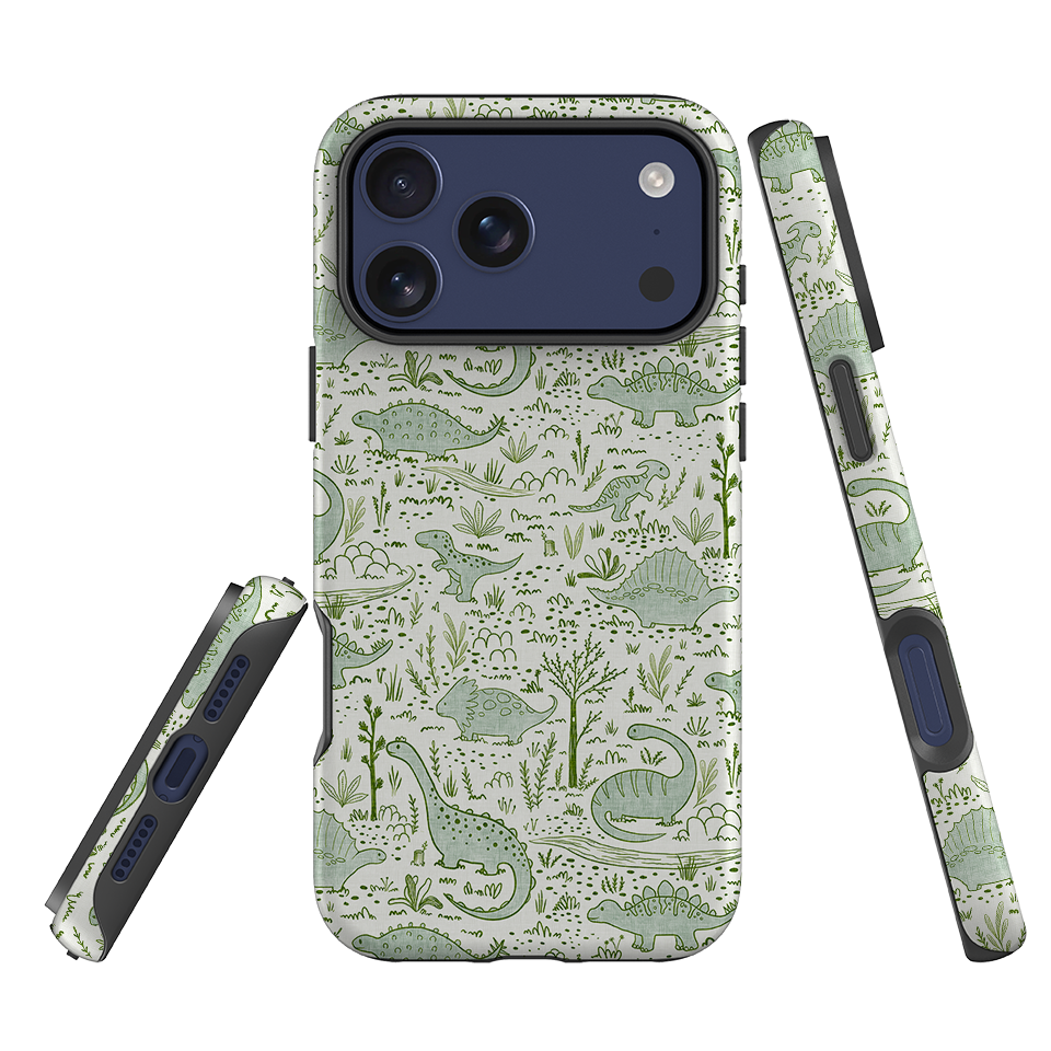 iPhone Tough Case - Dinosaur line green By Katherine Quinn