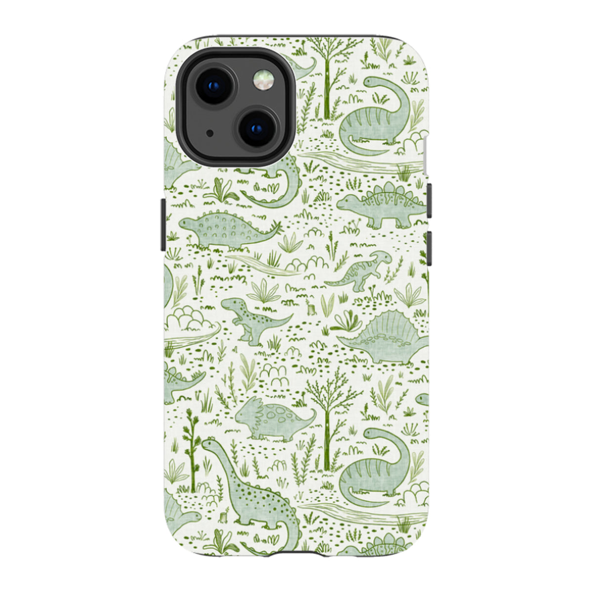 iPhone Tough Case - Dinosaur line green By Katherine Quinn